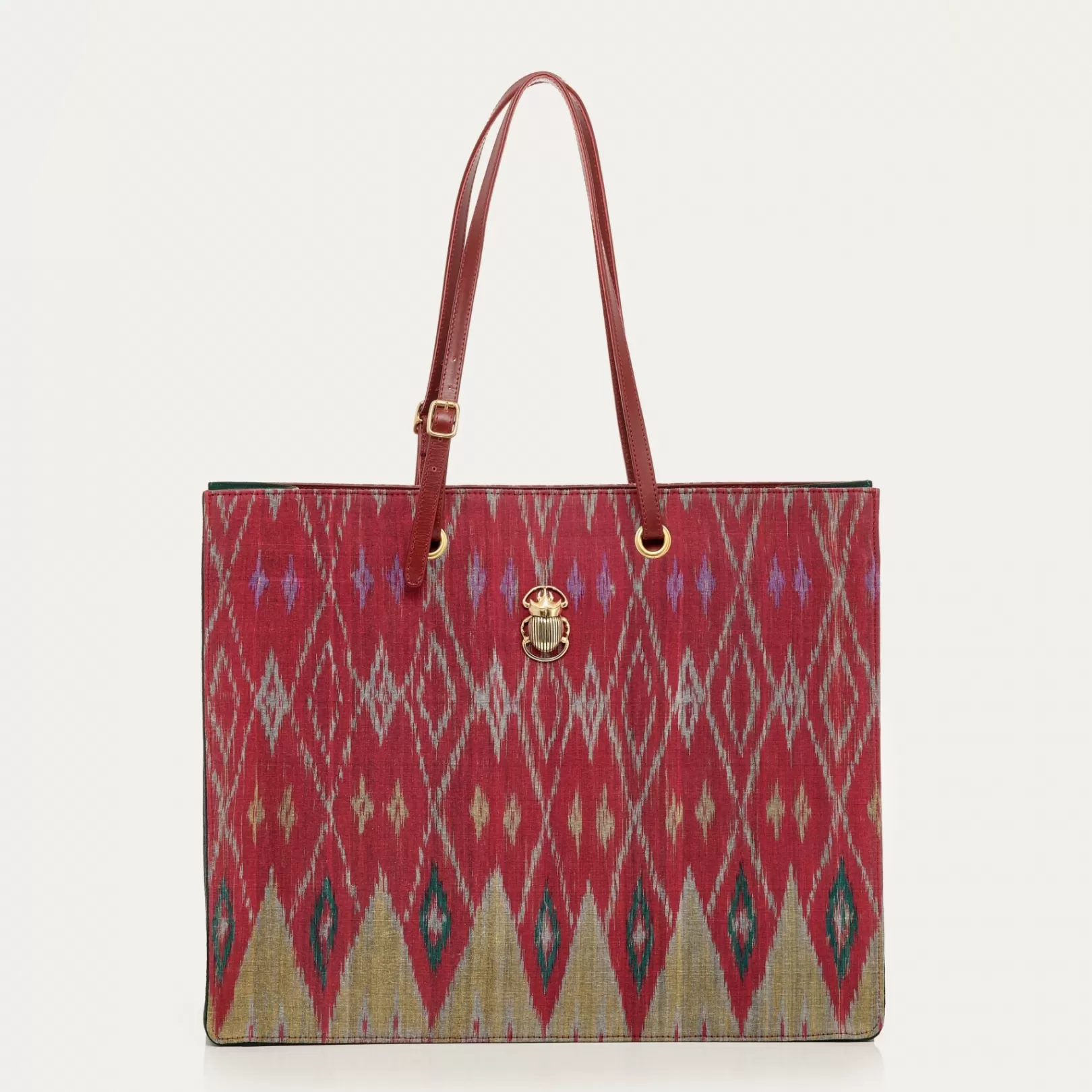 Claris Virot Bags-Archi Bag Burgundy Endek Cotton