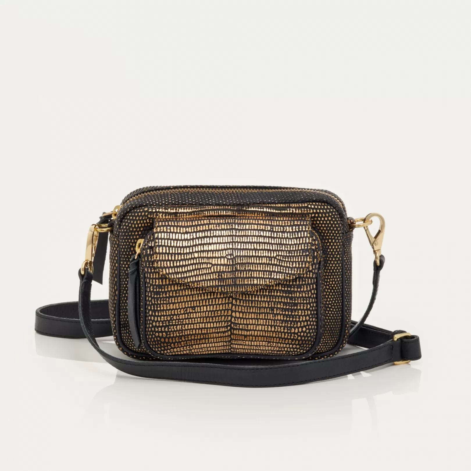 Claris Virot Bags-Baby Charly Bag Old Gold Lizard