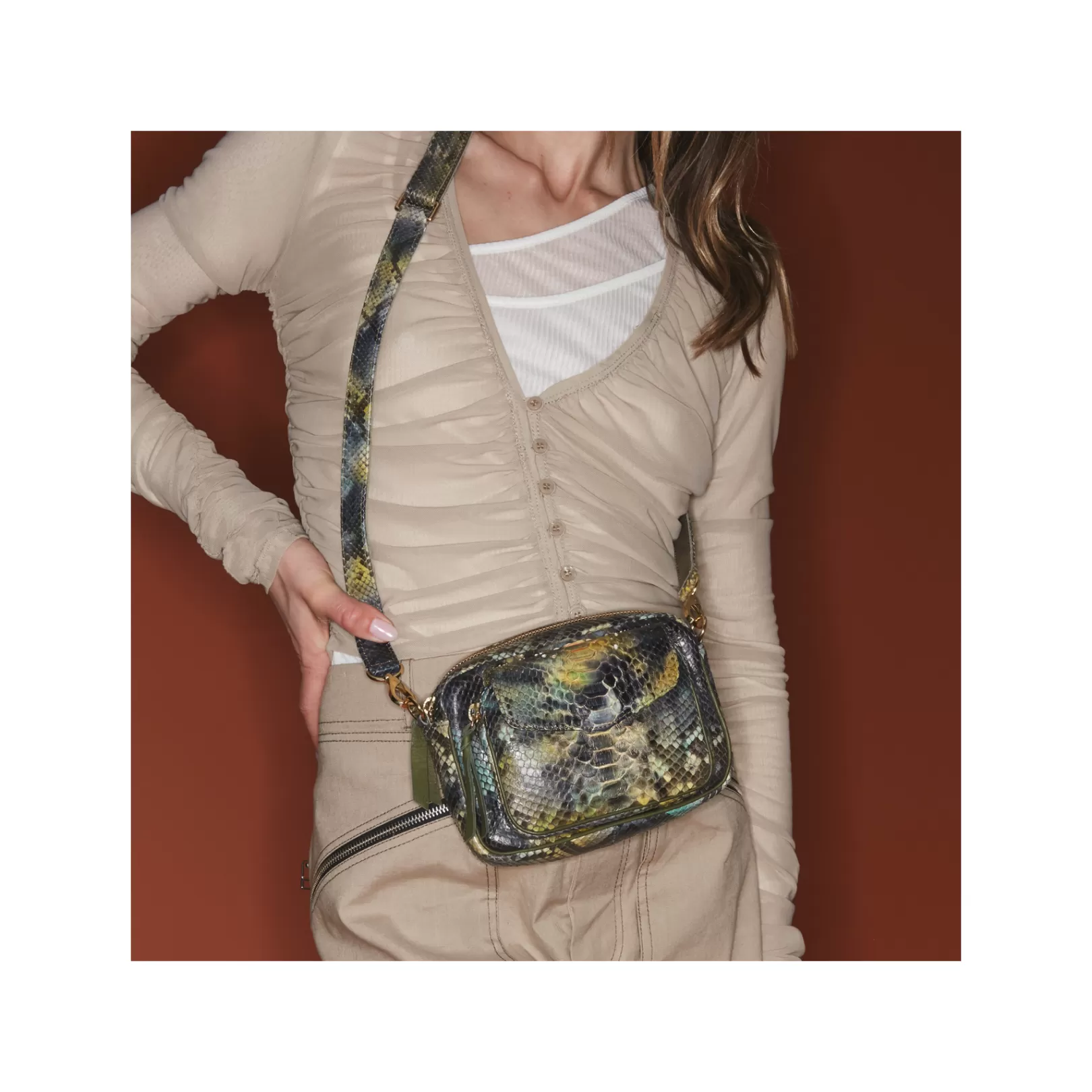 Claris Virot Bags-Baby Charly Bag Green Valley Python