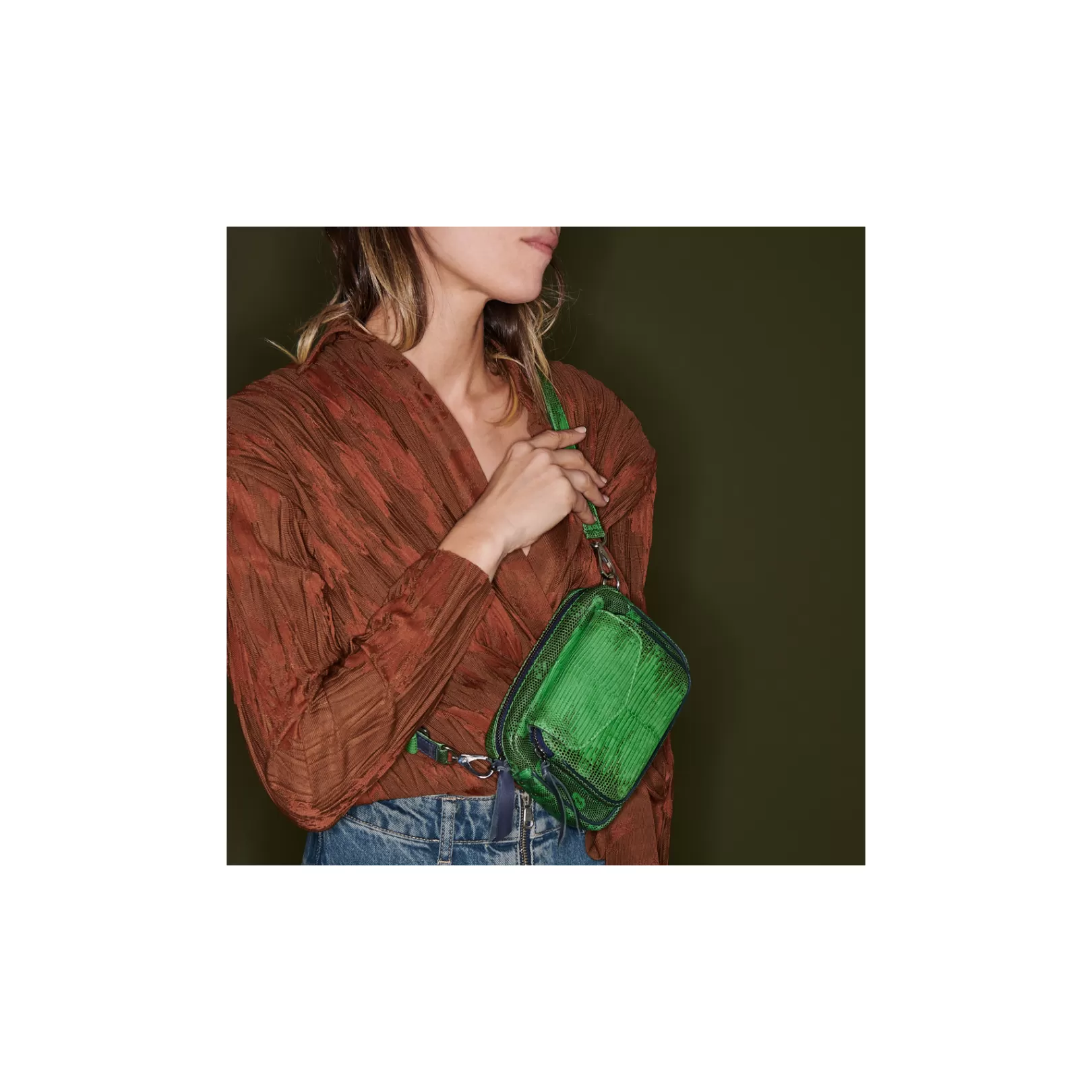 Claris Virot Bags-Baby Charly Bag Green Yuzu Lizard