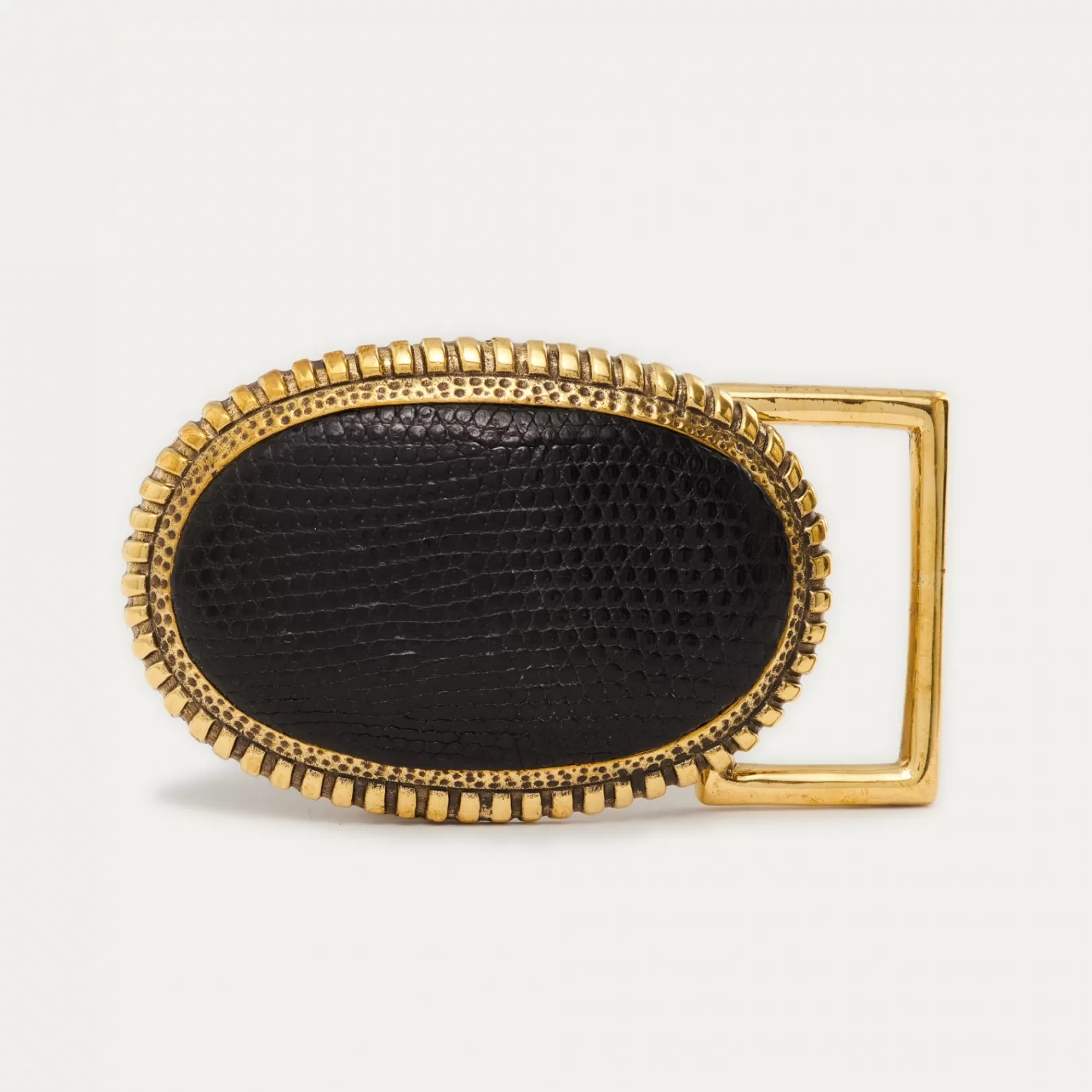 Claris Virot Belt Buckle-Belt Buckle Black Lizard Gold Buckle