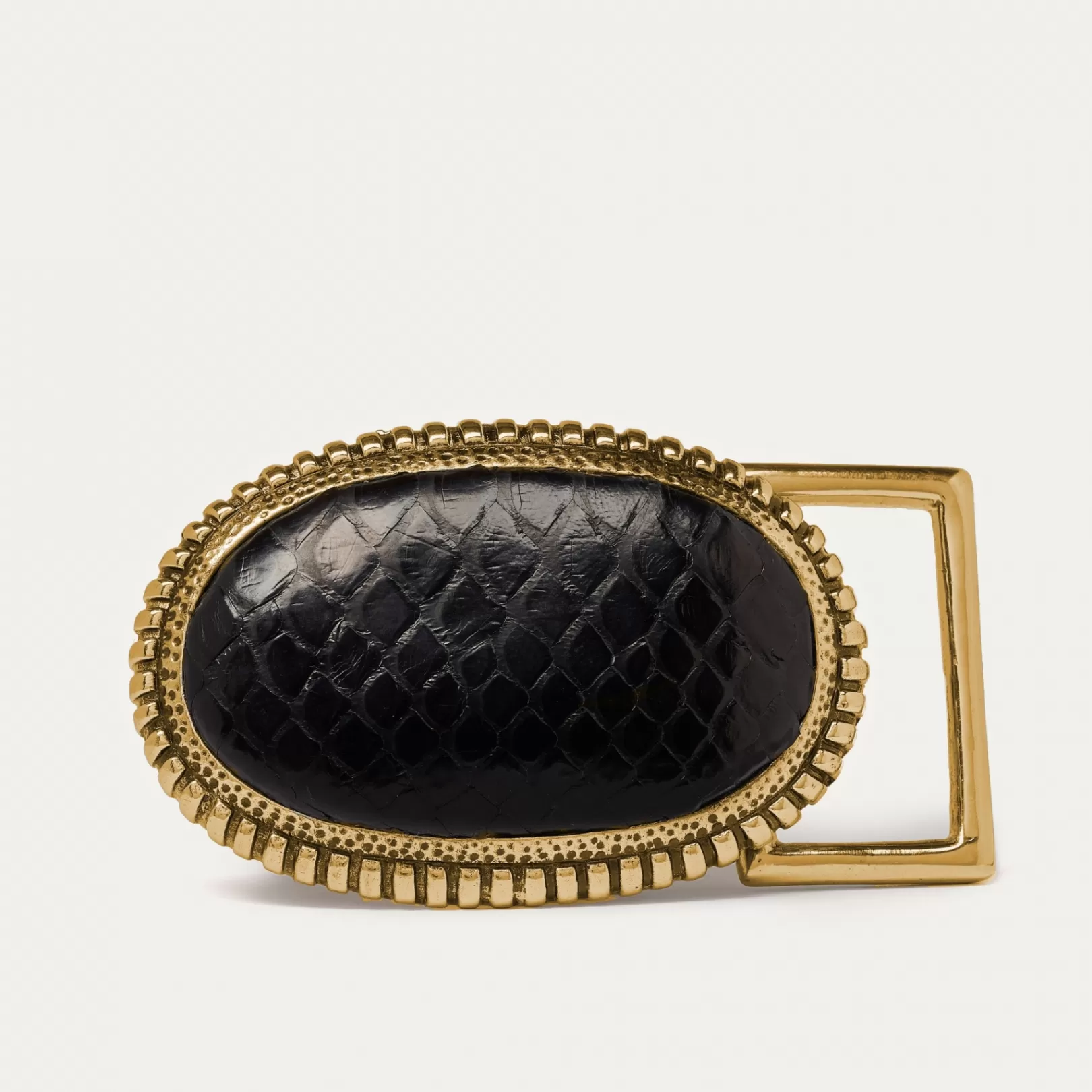 Claris Virot Belt Buckle-Belt Buckle Black Python Gold Buckle