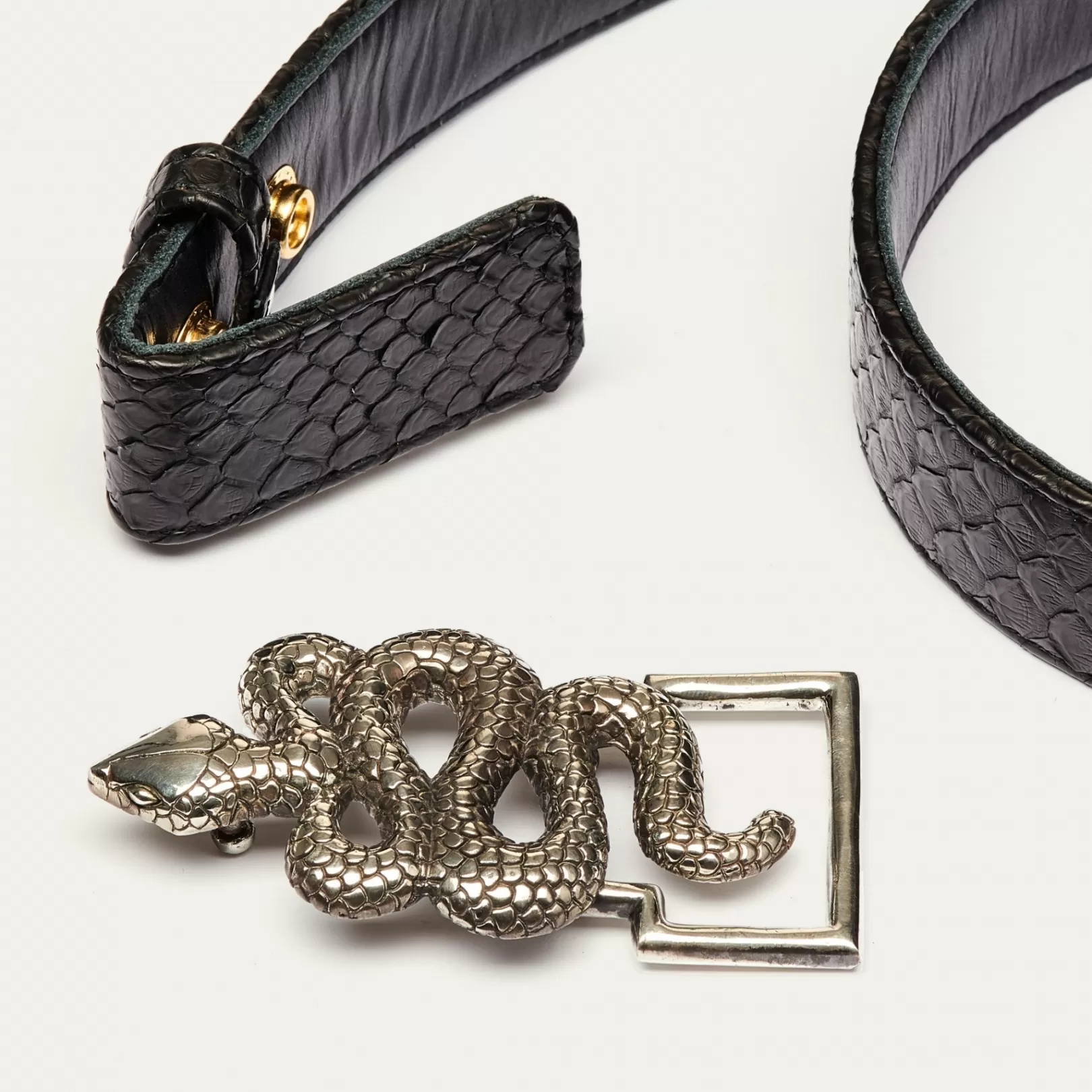 Claris Virot Belt Buckle-Belt Buckle Silver Snake