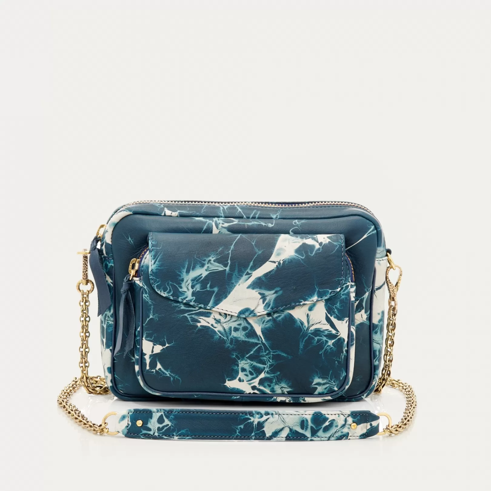 Claris Virot Bags-Big Charly Bag Blue Tie And Dye Leather