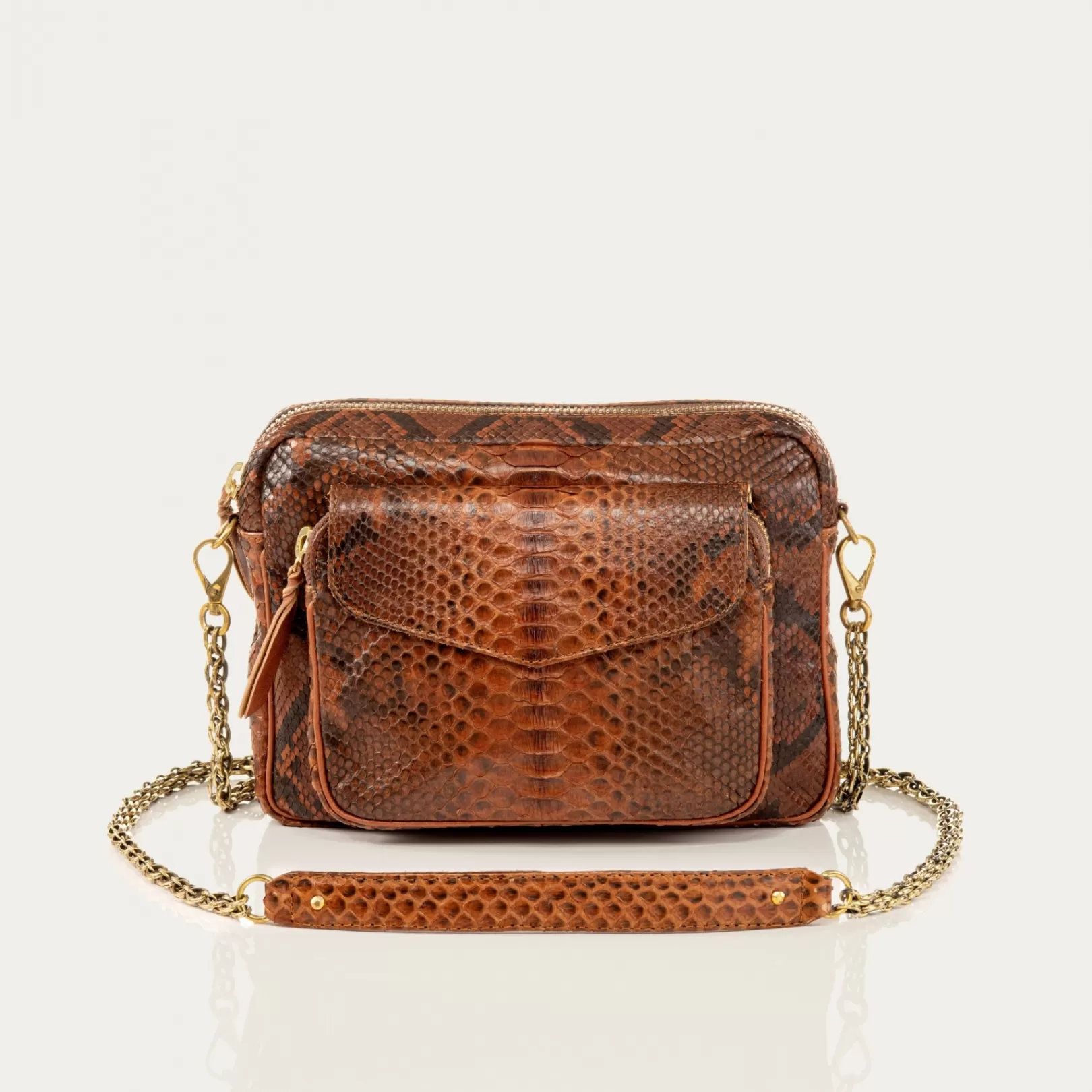 Claris Virot Bags-Big Charly Bag Moka Python