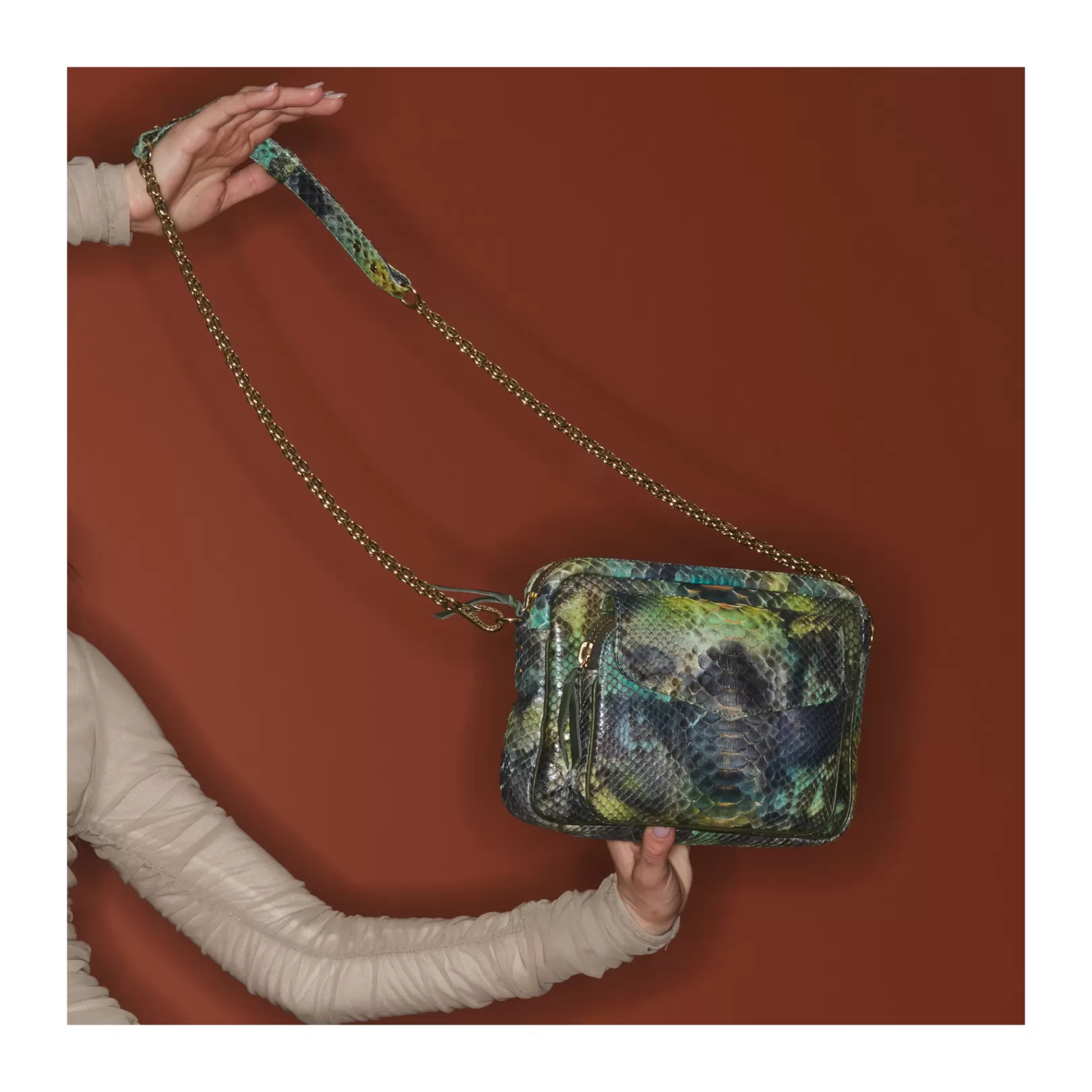 Claris Virot Bags-Big Charly Bag Green Valley Python