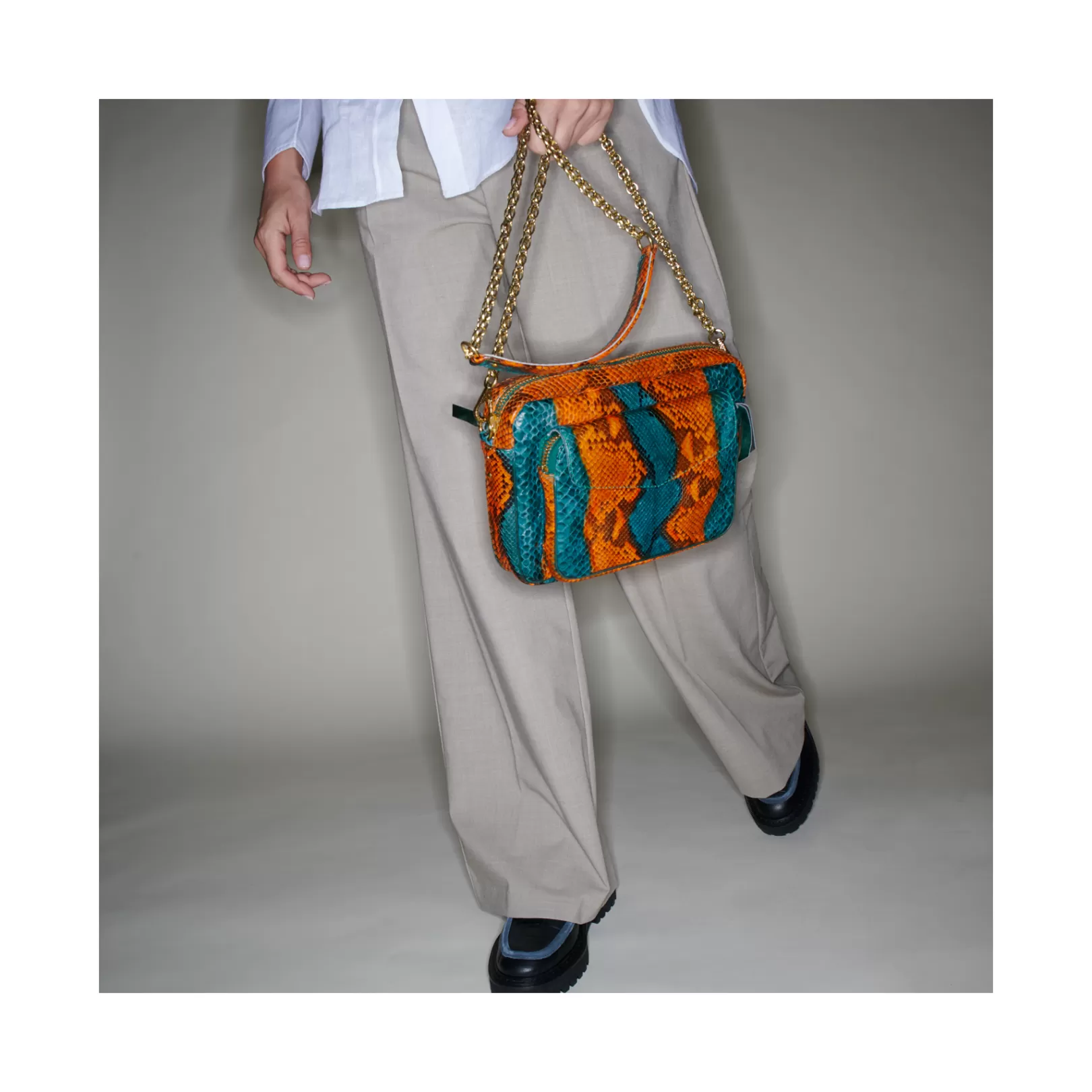 Claris Virot Bags-Big Charly Bag Kingfisher Python