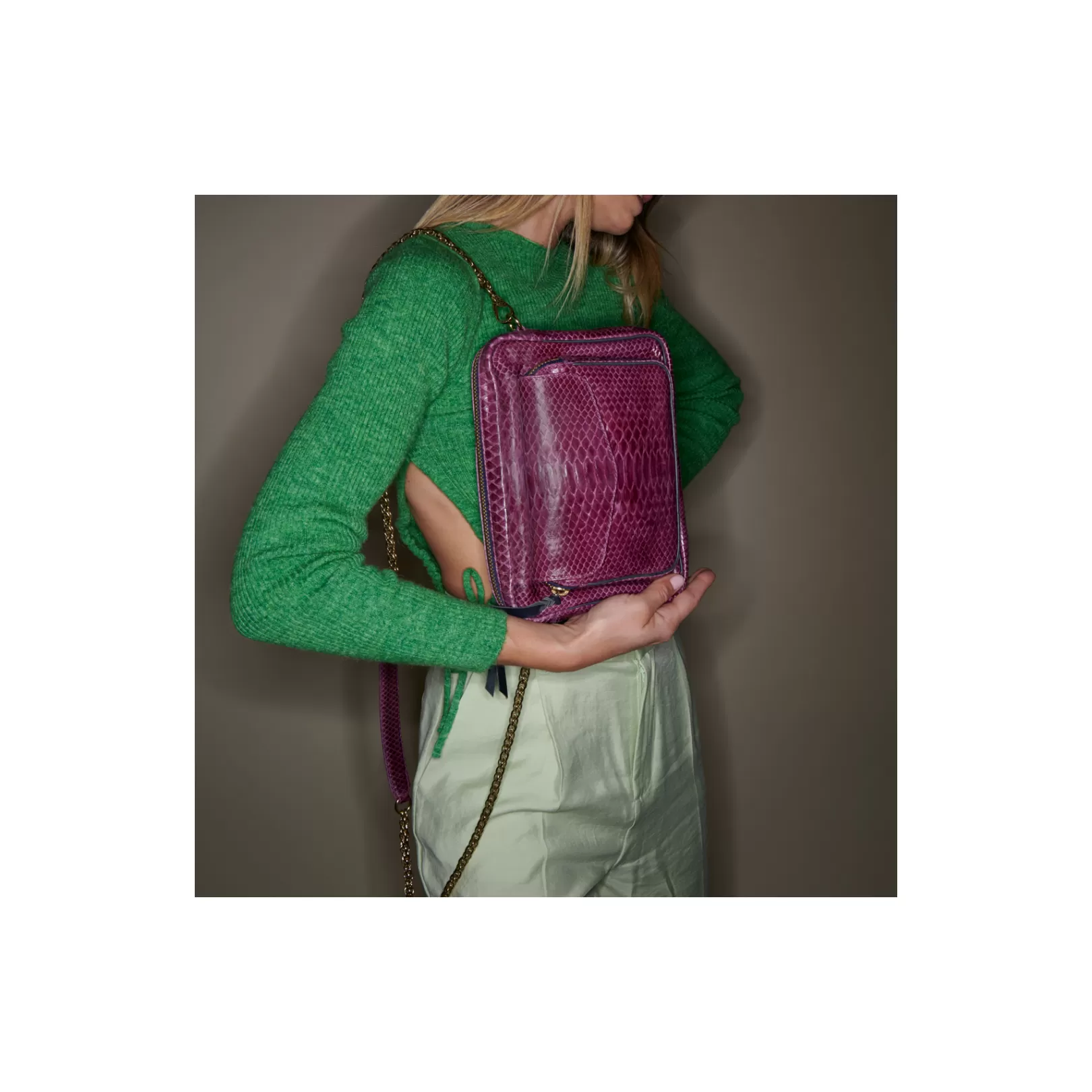 Claris Virot Bags-Big Charly Bag Purple Python