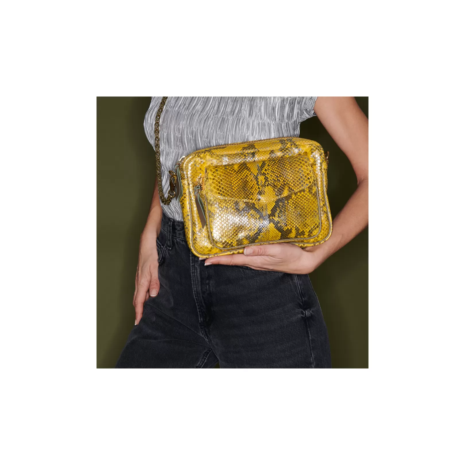 Claris Virot Bags-Big Charly Bag Yellow Imperial Samurai Python