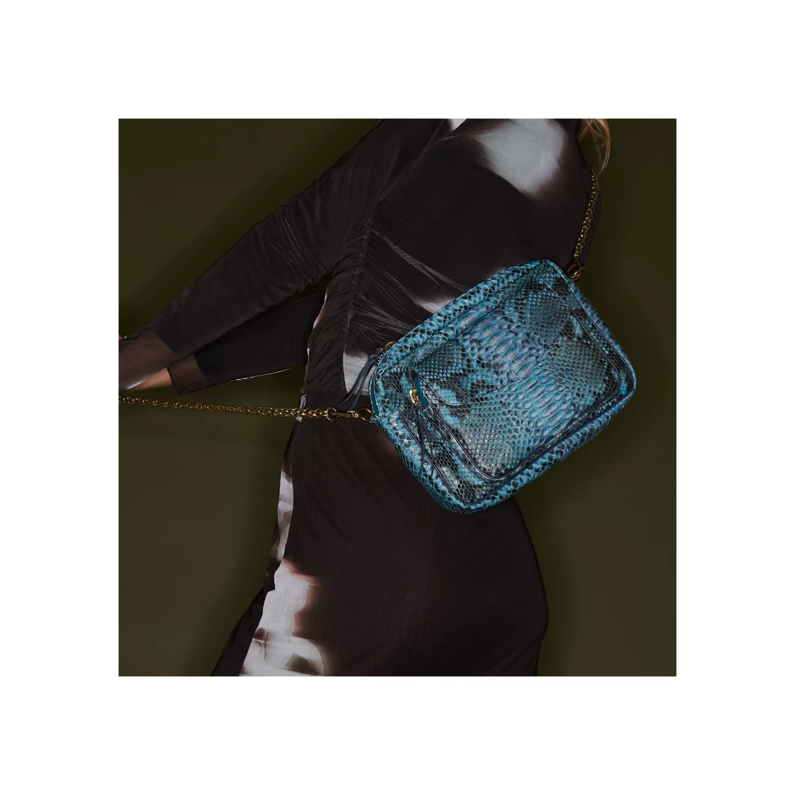 Claris Virot Bags-Big Charly Bag Blue Lagoon Python