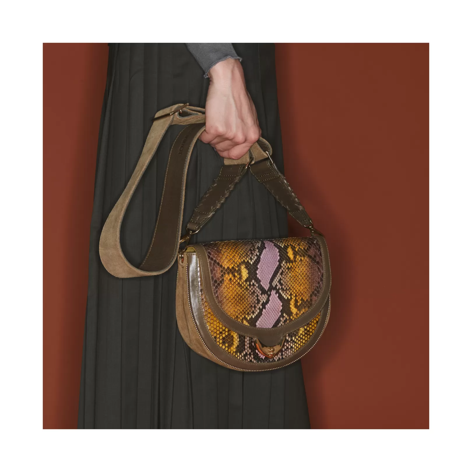 Claris Virot Bags-Big Victoria Bag Stone Hand Painted Python