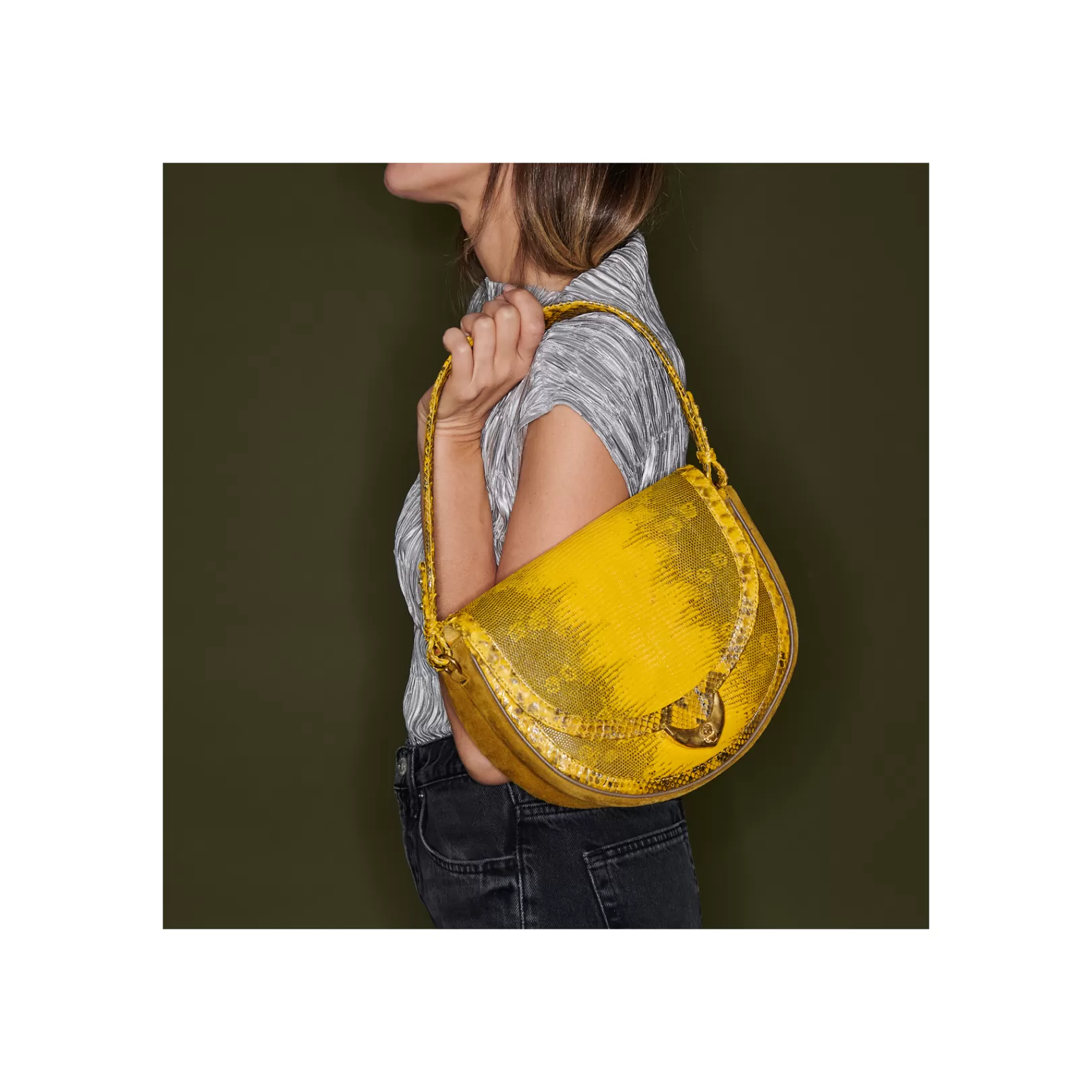 Claris Virot Bags-Big Victoria Bag Yellow Imperial Samurai Python