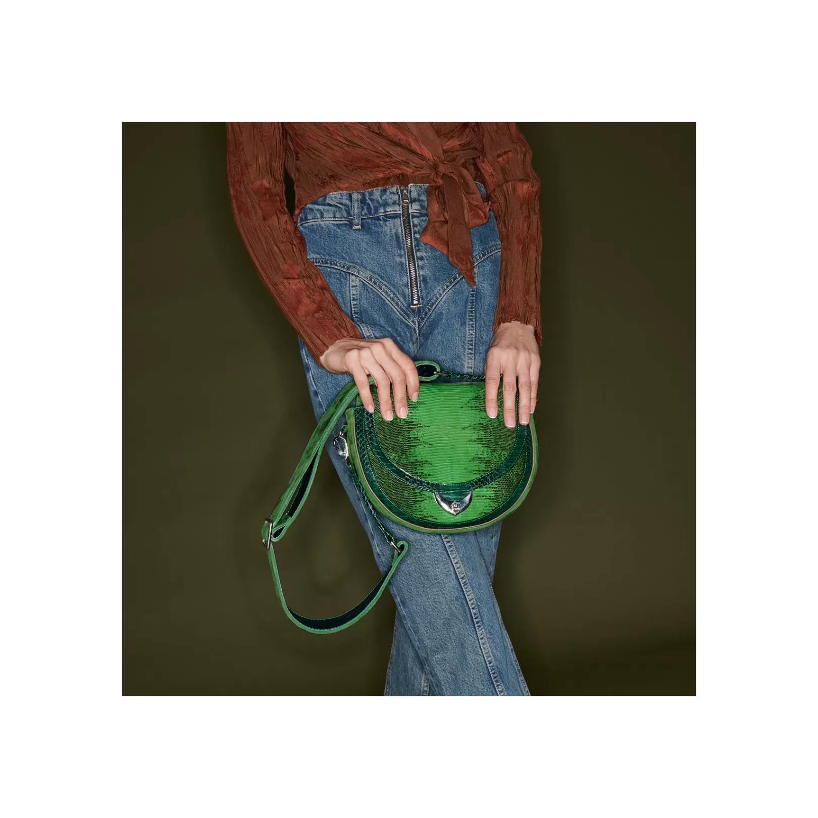 Claris Virot Bags-Big Victoria Bag Green Yuzu Lizard