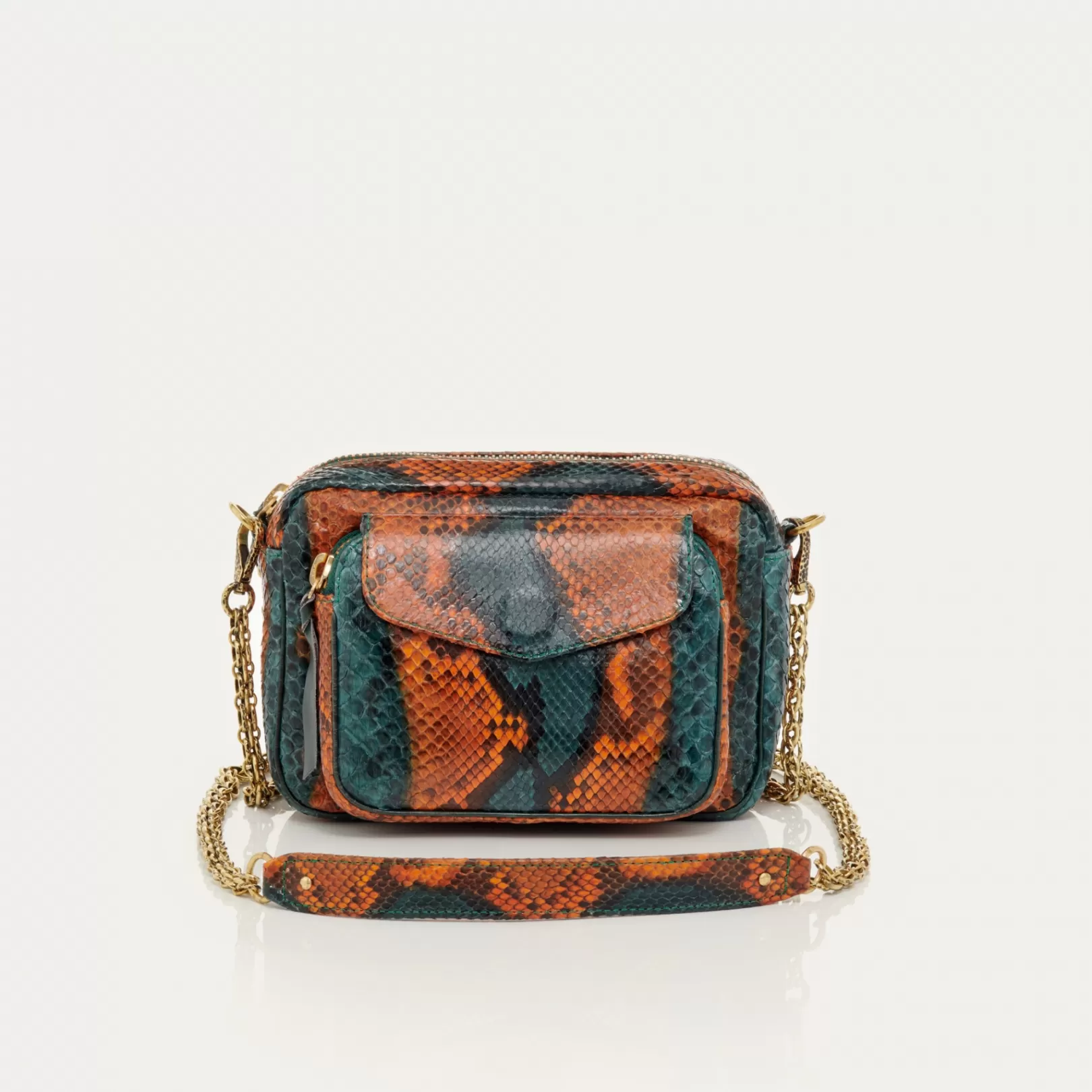 Claris Virot Bags-Charly Bag Kingfisher Python