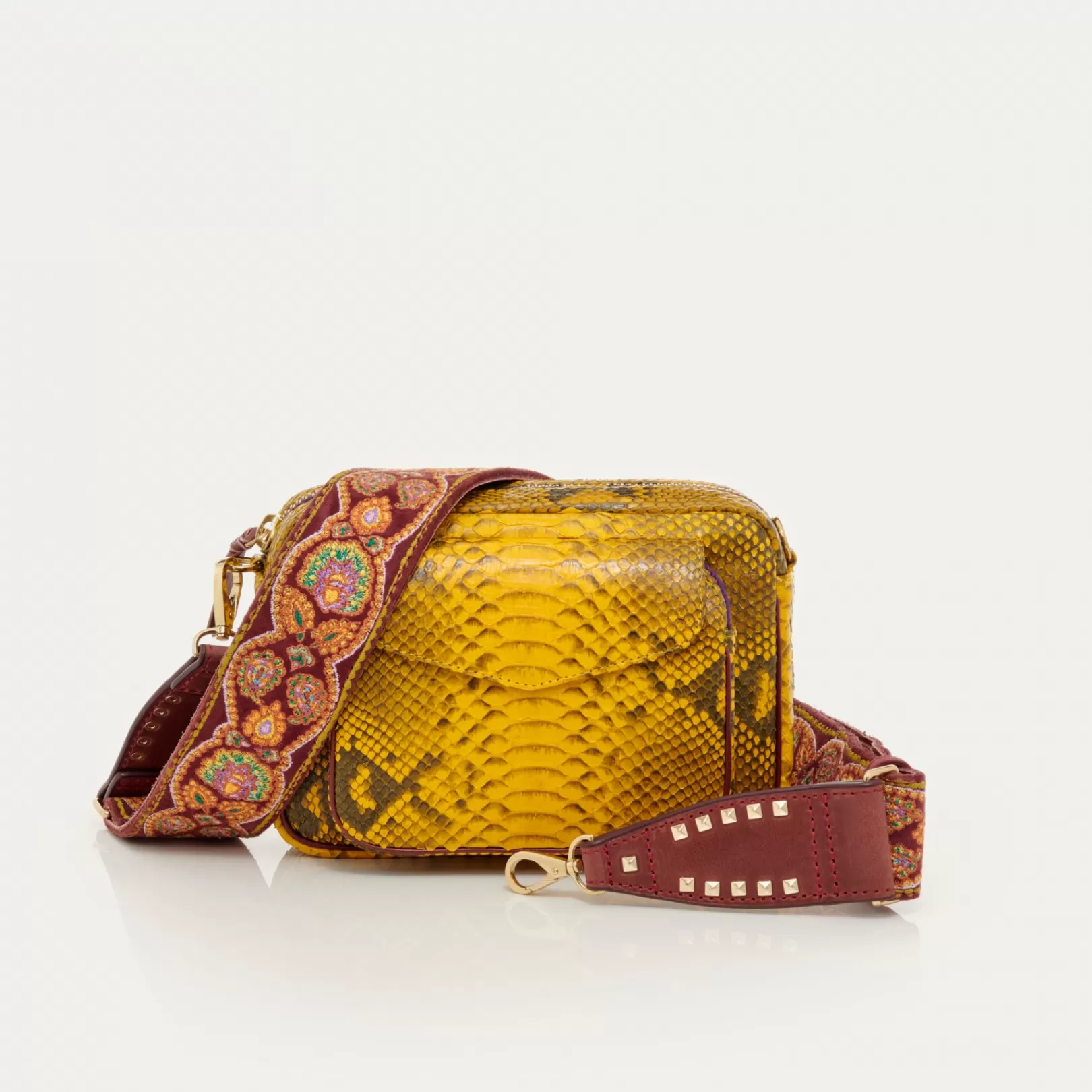 Claris Virot Bags-Charly Bag Saffron Python