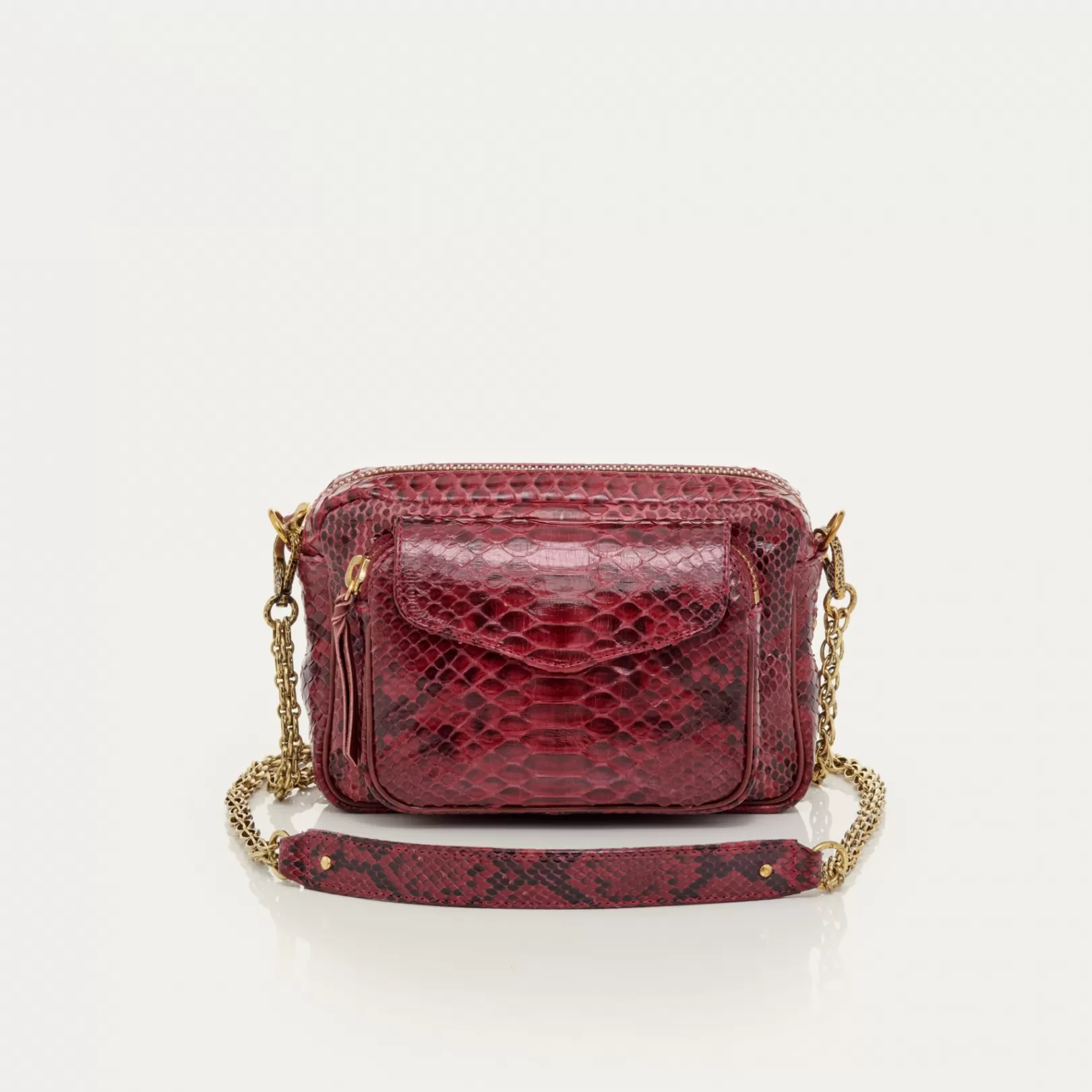 Claris Virot Bags-Charly Bag Burgundy Python