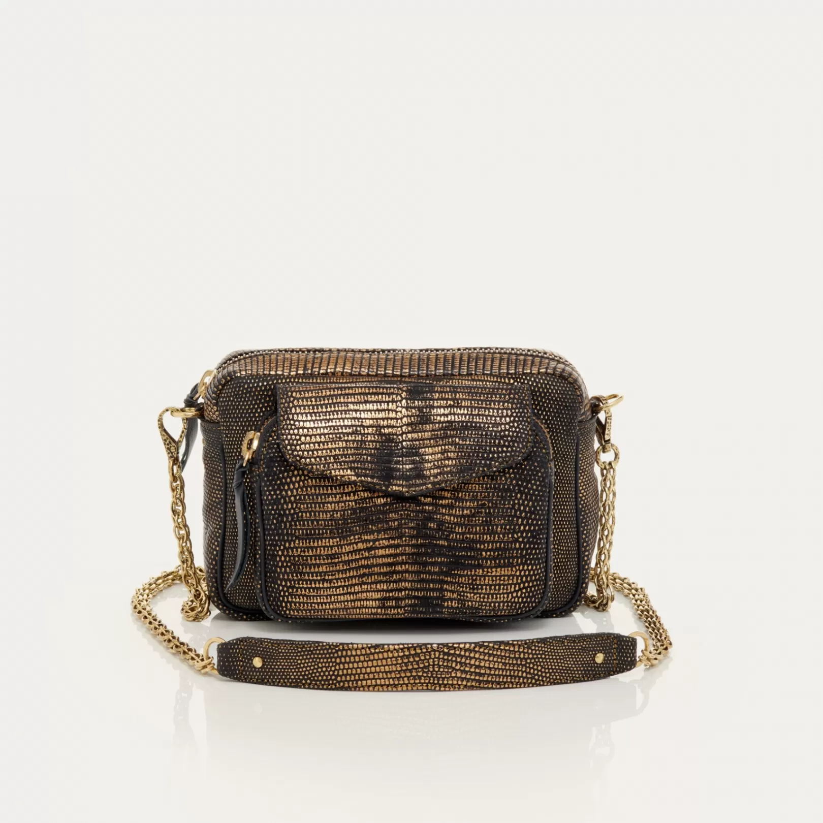 Claris Virot Bags-Charly Bag Old Gold Lizard