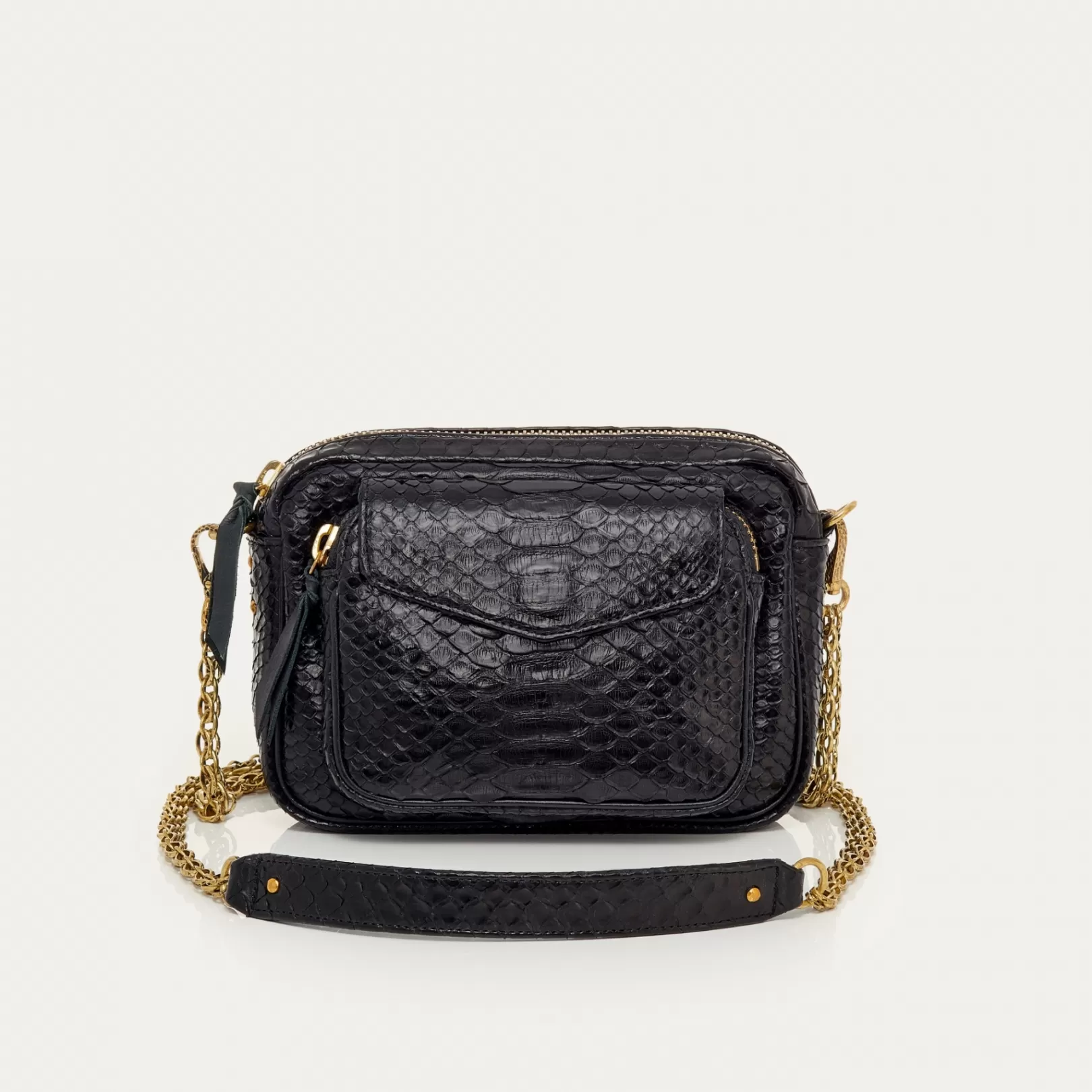 Claris Virot Bags-Charly Bag Black Golden Hardware Python