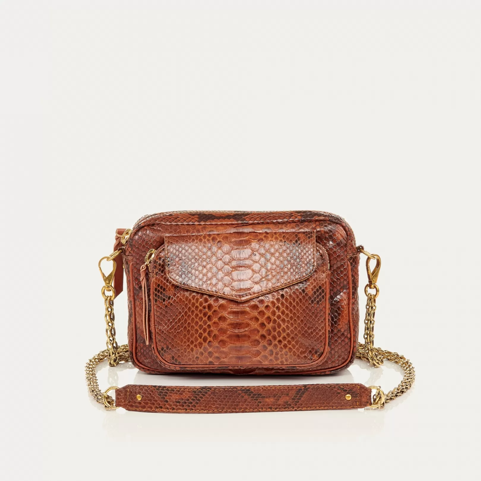 Claris Virot Bags-Charly Bag Moka Python