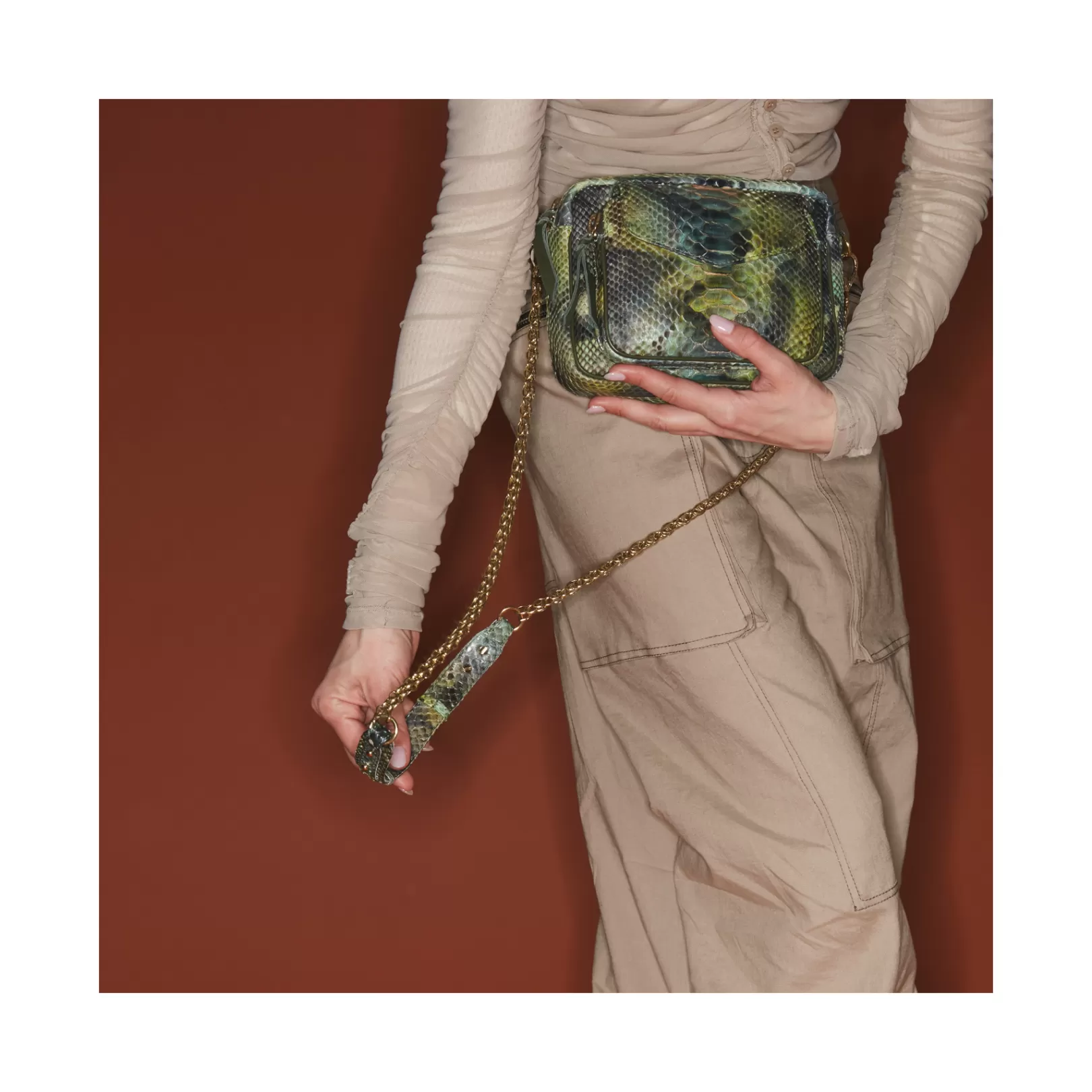 Claris Virot Bags-Charly Bag Green Valley Python