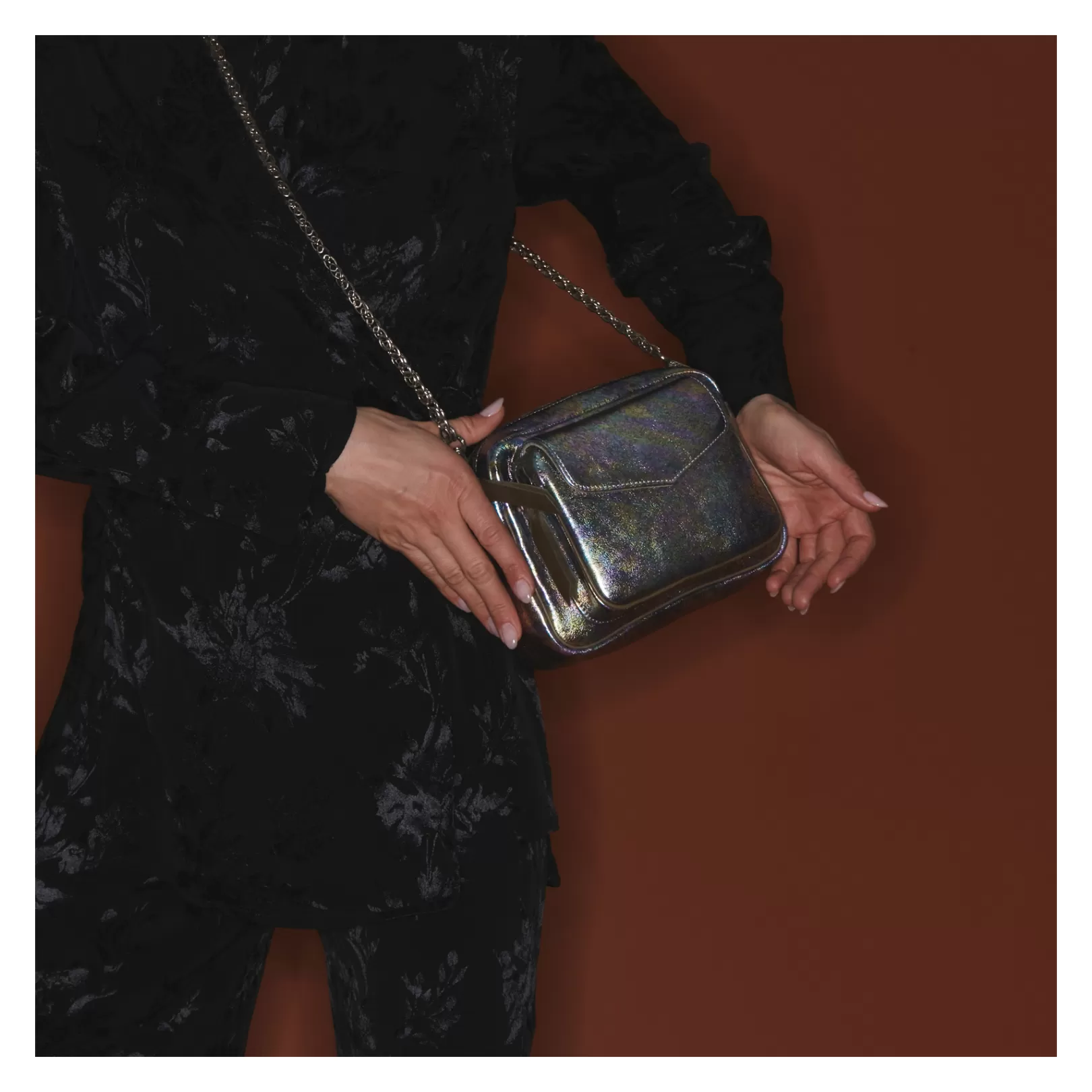 Claris Virot Bags-Charly Bag Metallic Gasoil Leather