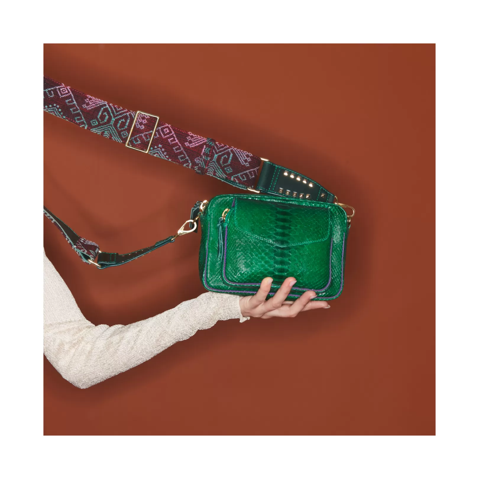 Claris Virot Bags-Charly Bag Grass Green Python