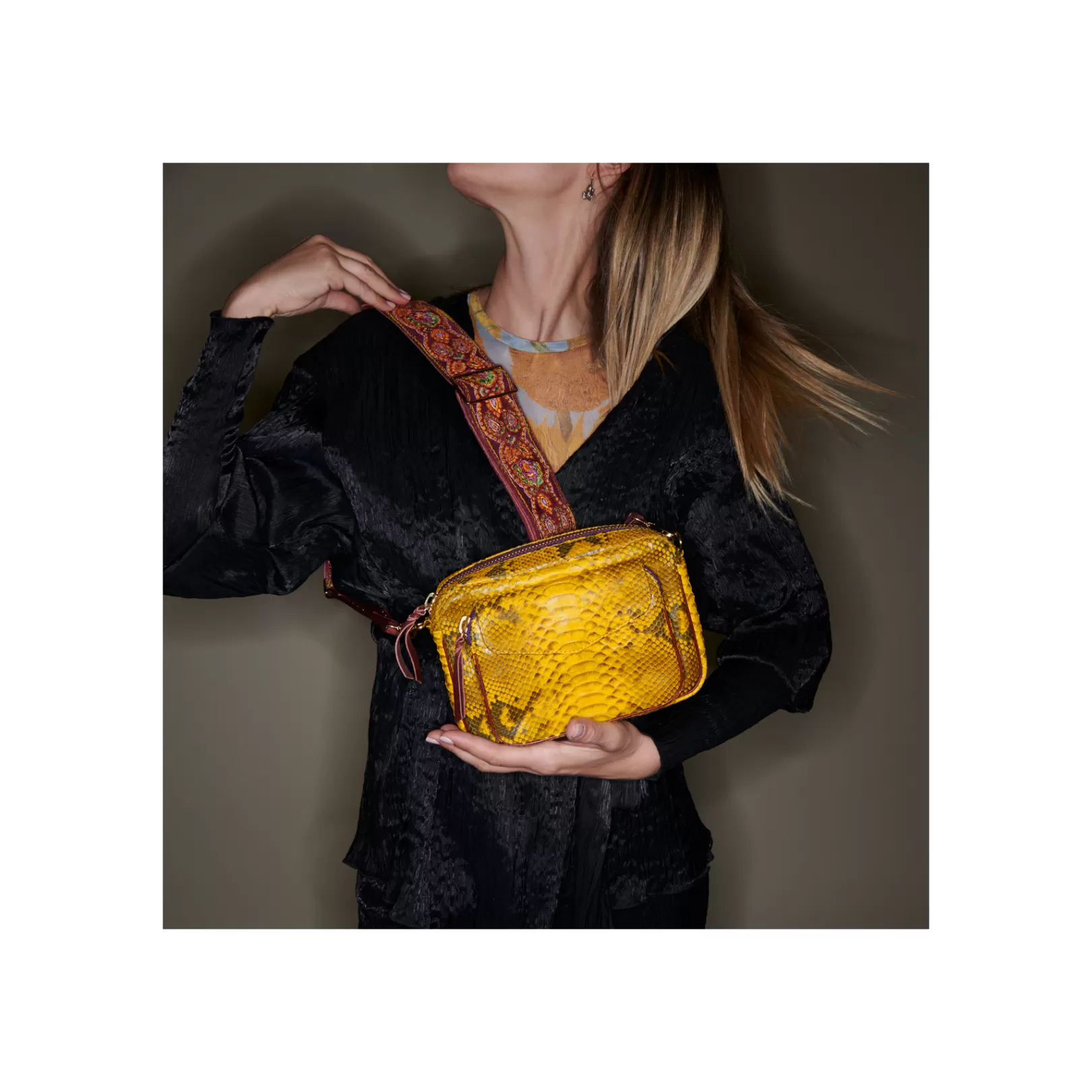 Claris Virot Bags-Charly Bag Saffron Python