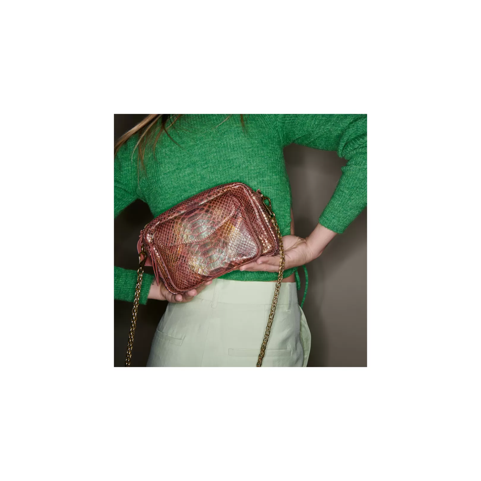 Claris Virot Bags-Charly Bag Copper Oxide Python