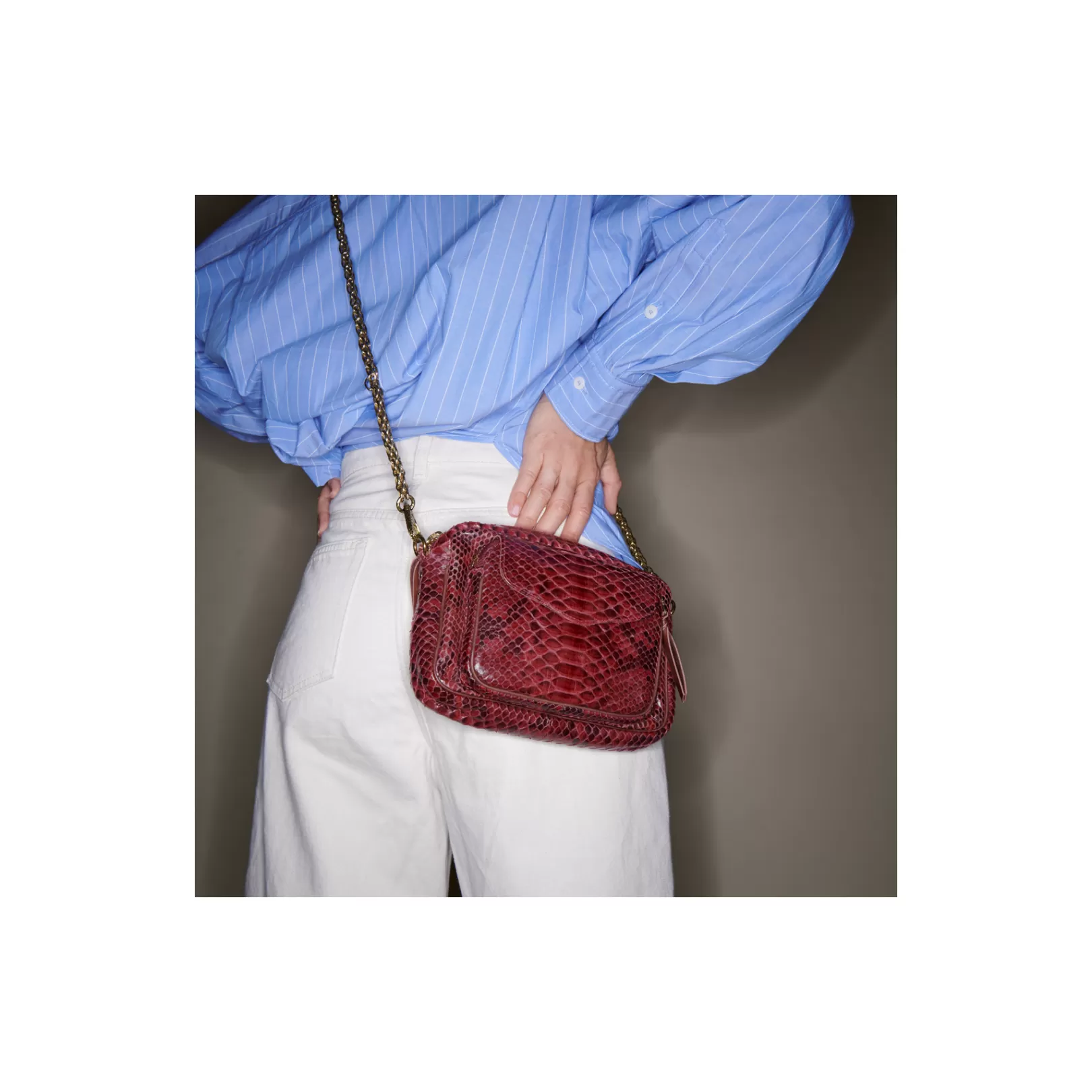 Claris Virot Bags-Charly Bag Burgundy Python