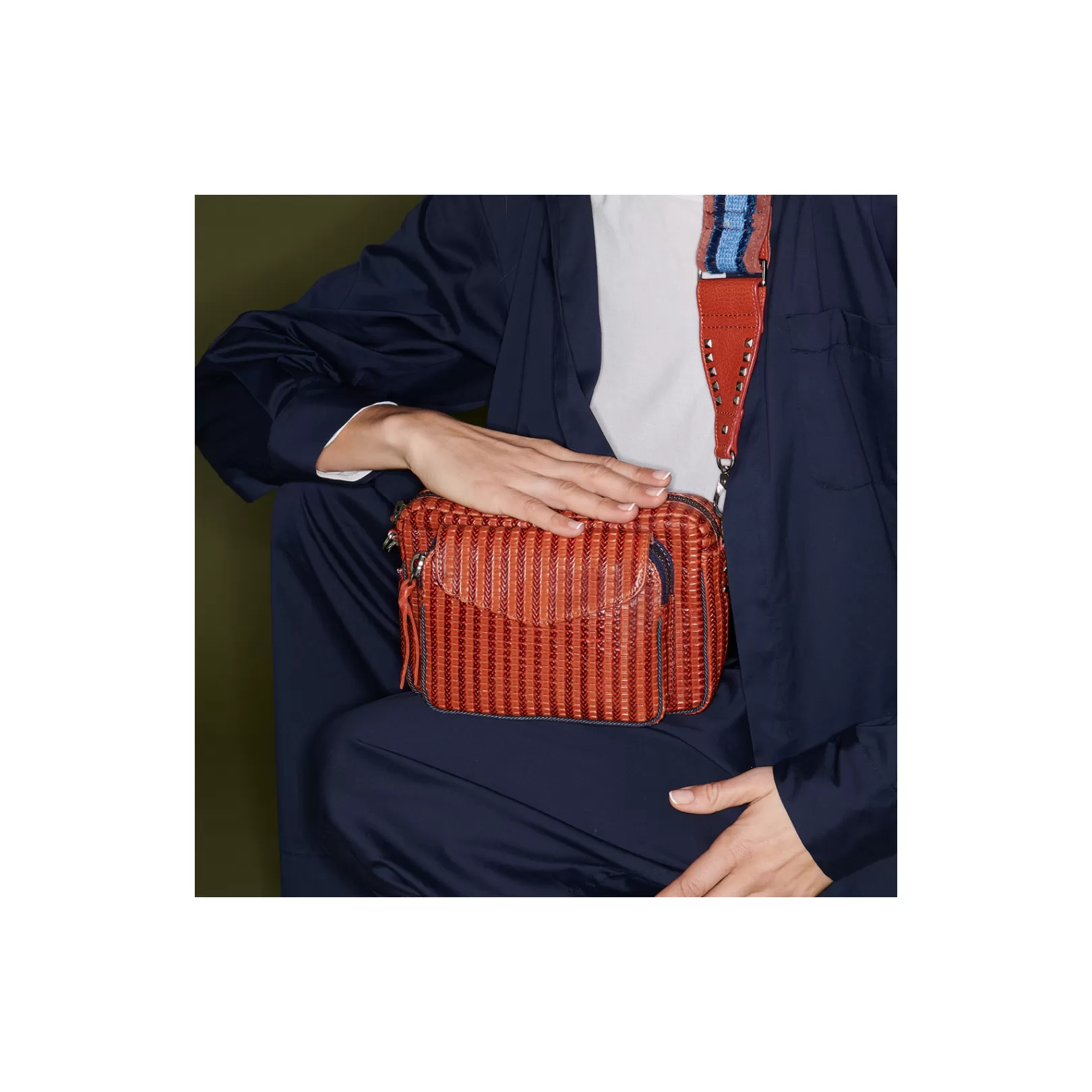 Claris Virot Bags-Charly Bag Anko Brick Embossed Woven Leather