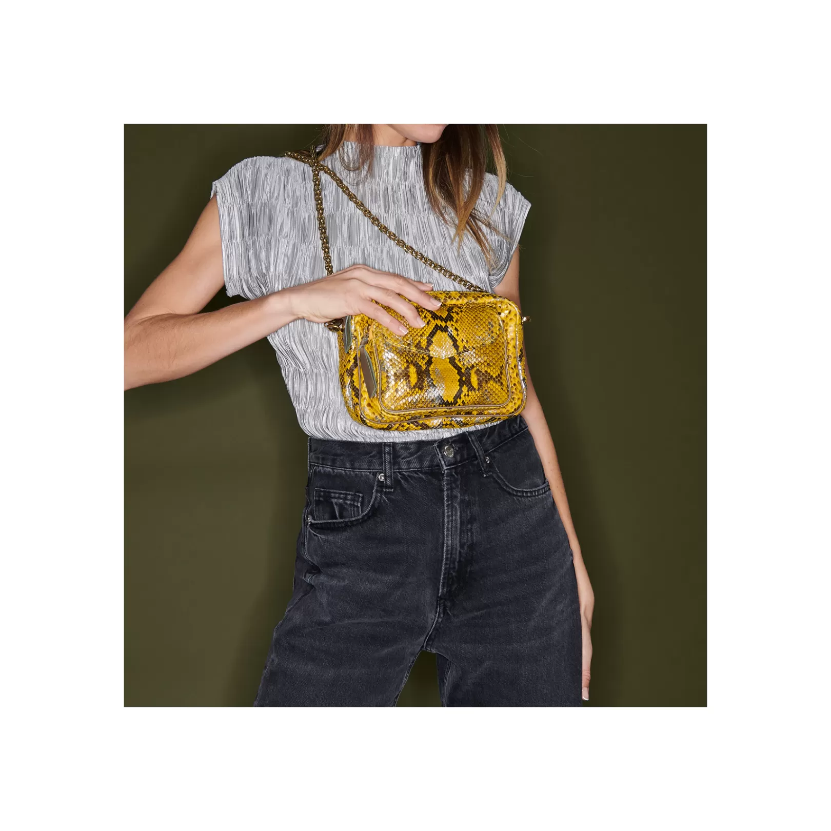 Claris Virot Bags-Charly Bag Yellow Imperial Samurai Python