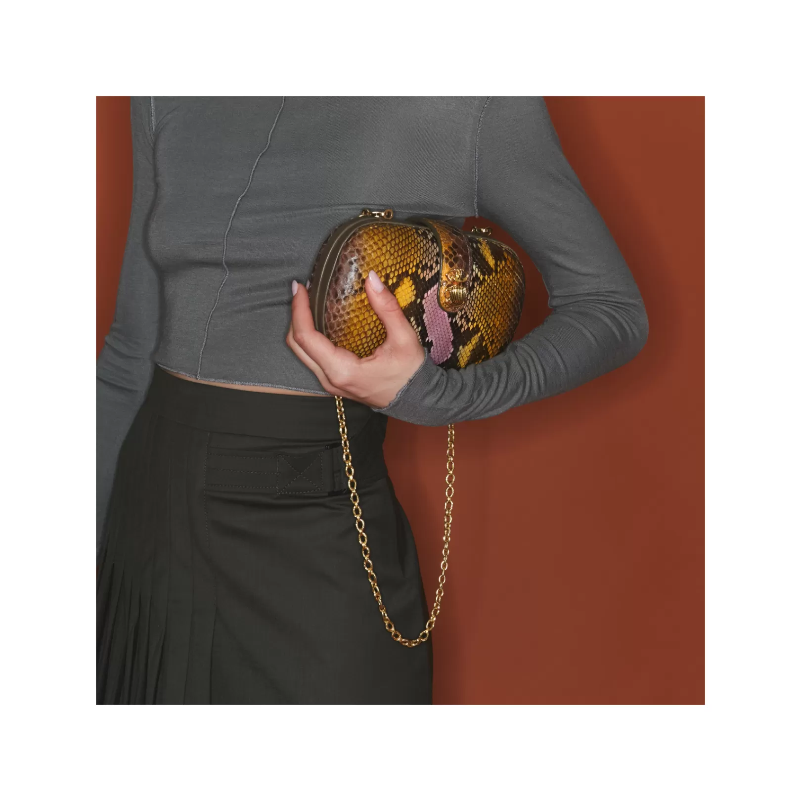 Claris Virot Bags-Chiara Bag Stone Hand Painted Python