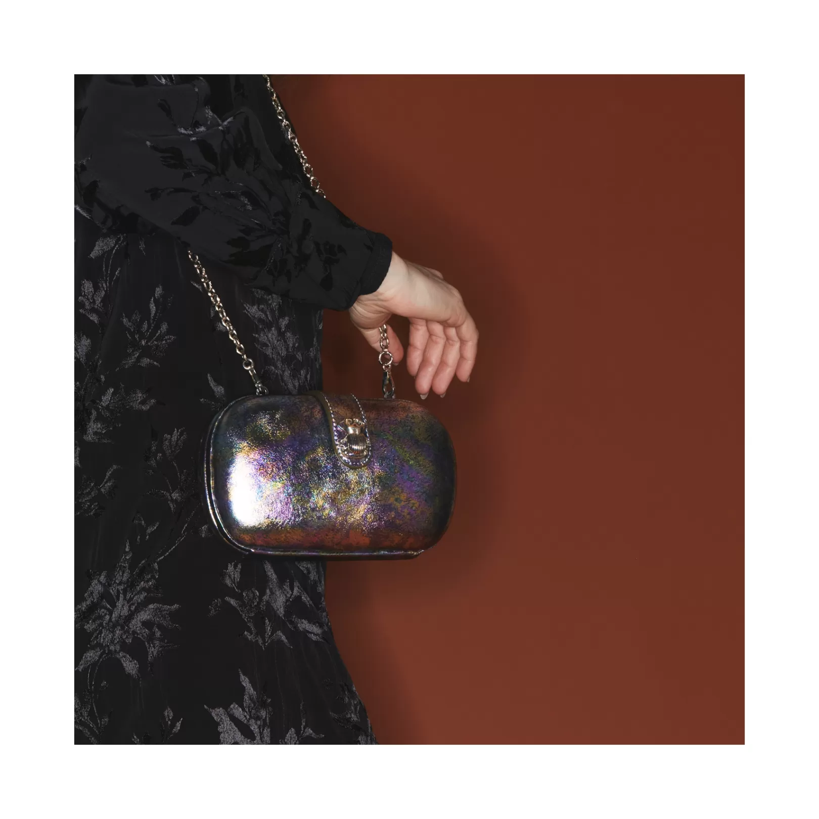 Claris Virot Bags-Chiara Bag Metallic Gasoil Leather