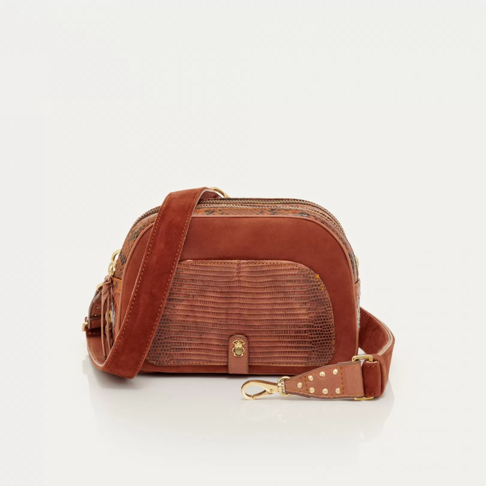 Claris Virot Bags-Clara Bag Moka Python And Lizard