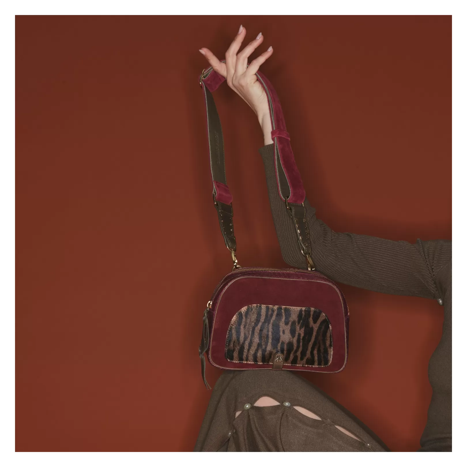 Claris Virot Bags-Clara Bag Ocelot And Burgundy Leathers