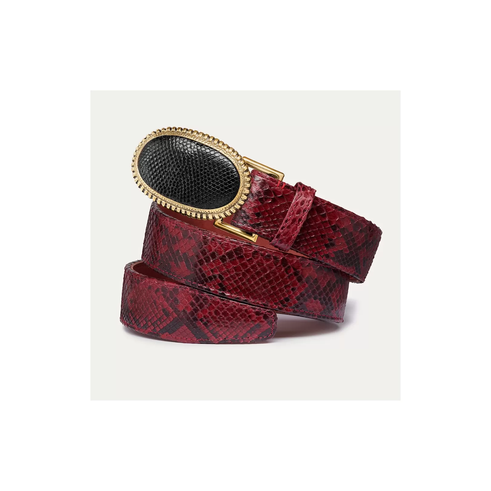 Claris Virot Dallas Belt-Dallas Belt Burgundy Python