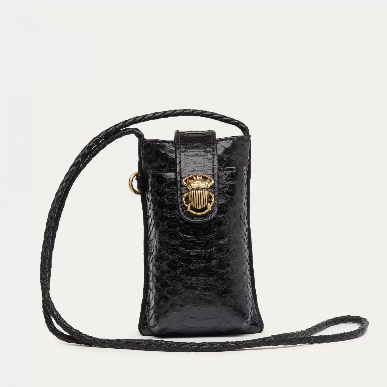 Claris Virot Bags-Double Marcus Case Black Python And Leather