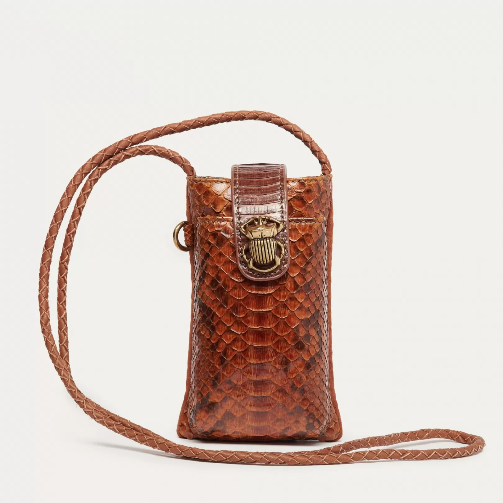 Claris Virot Bags-Double Marcus Case Moka Python And Leather