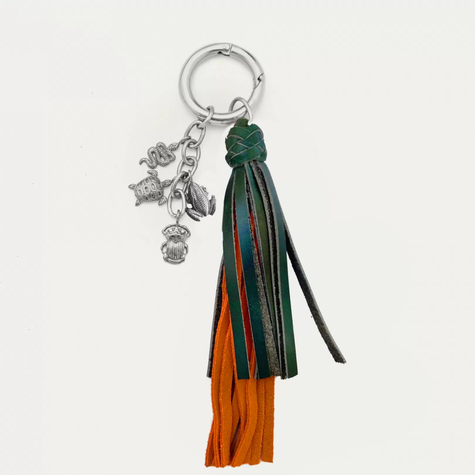 Claris Virot Key Holder-Fred Key Holder Orange And Green Leathers