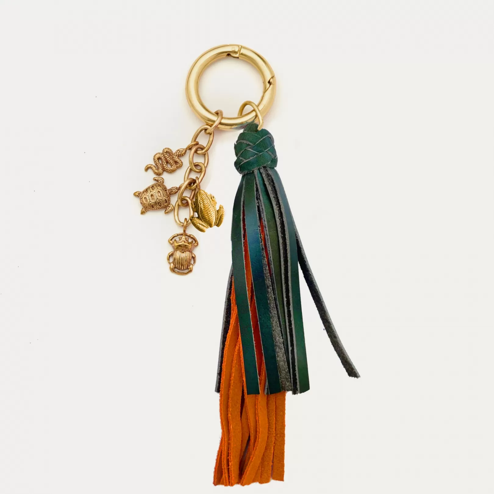 Claris Virot Key Holder-Fred Key Holder Orange And Green Leathers