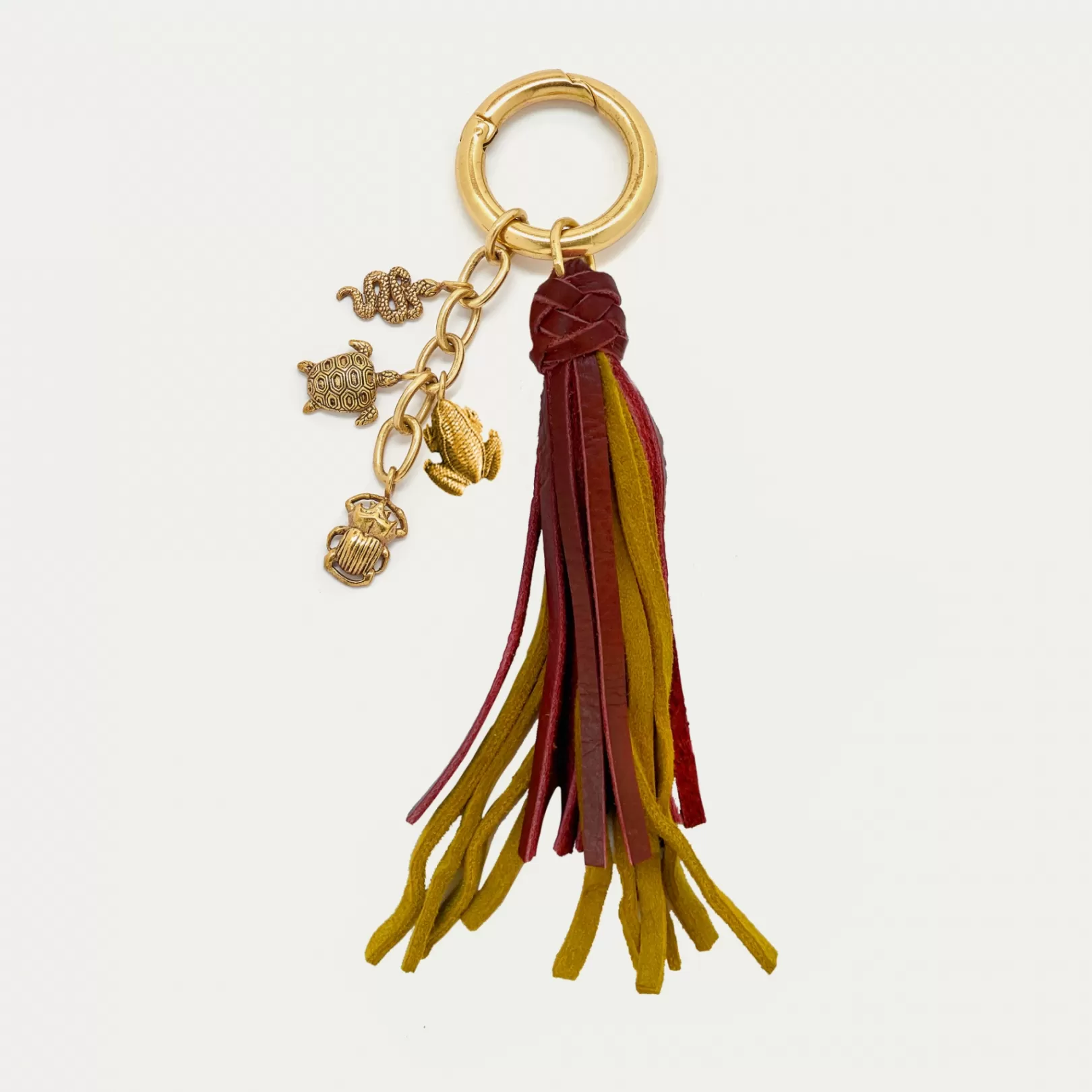 Claris Virot Key Holder-Fred Key Holder Mustard And Burgundy Leathers