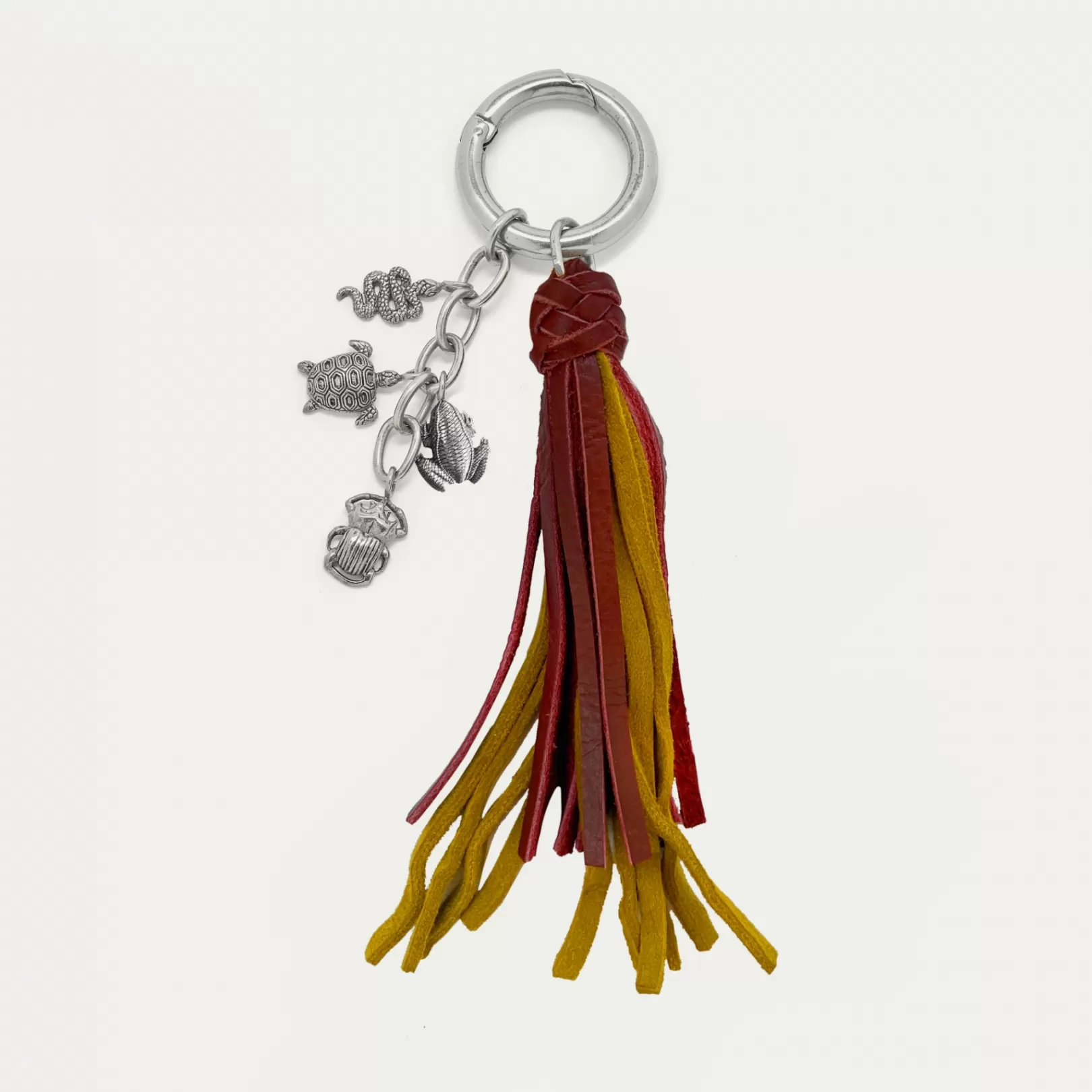 Claris Virot Key Holder-Fred Key Holder Yellow And Burgundy Leathers