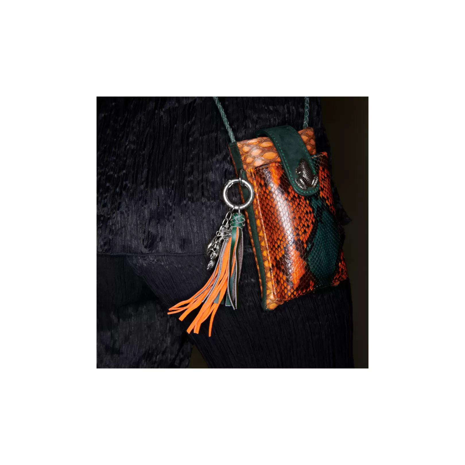 Claris Virot Key Holder-Fred Key Holder Orange And Green Leathers