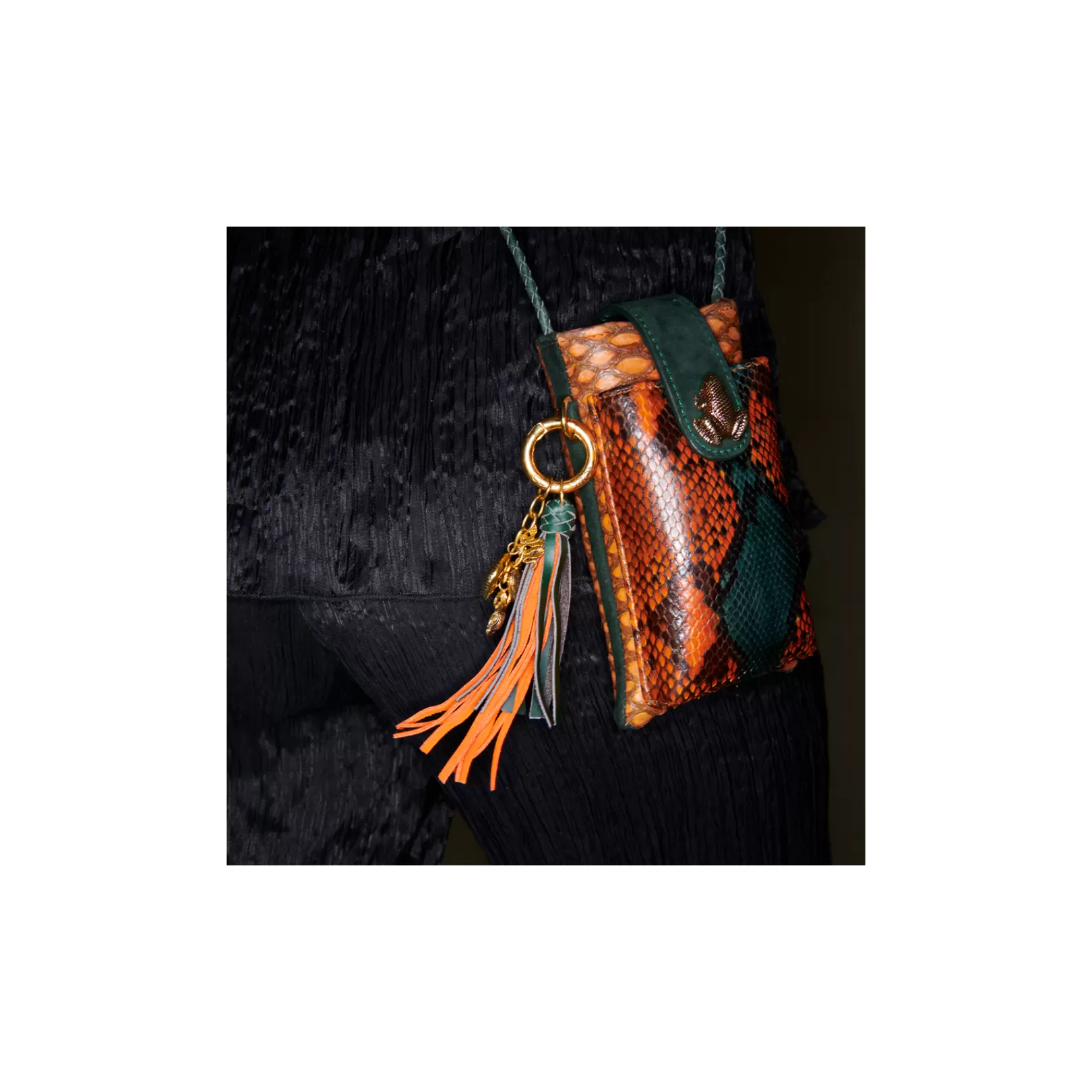 Claris Virot Key Holder-Fred Key Holder Orange And Green Leathers