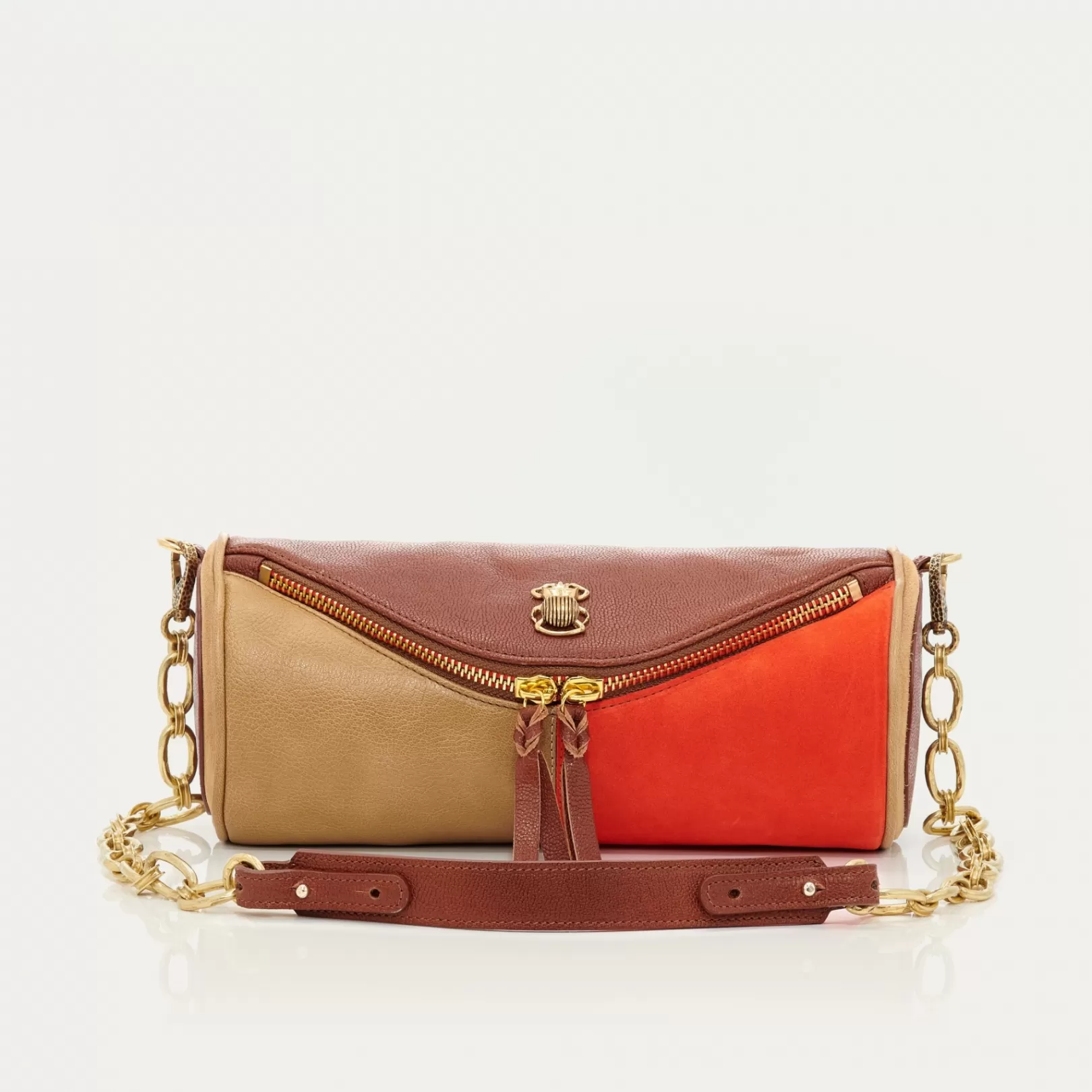 Claris Virot Bags-Gaston Bag Orange Hazel Leather And Suede