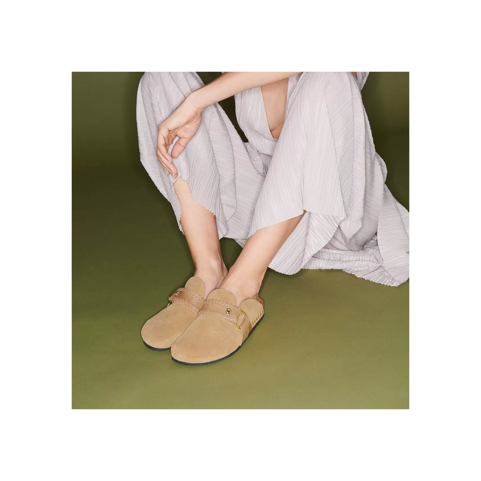 Claris Virot Mules-Georgette Mules Sand Leather