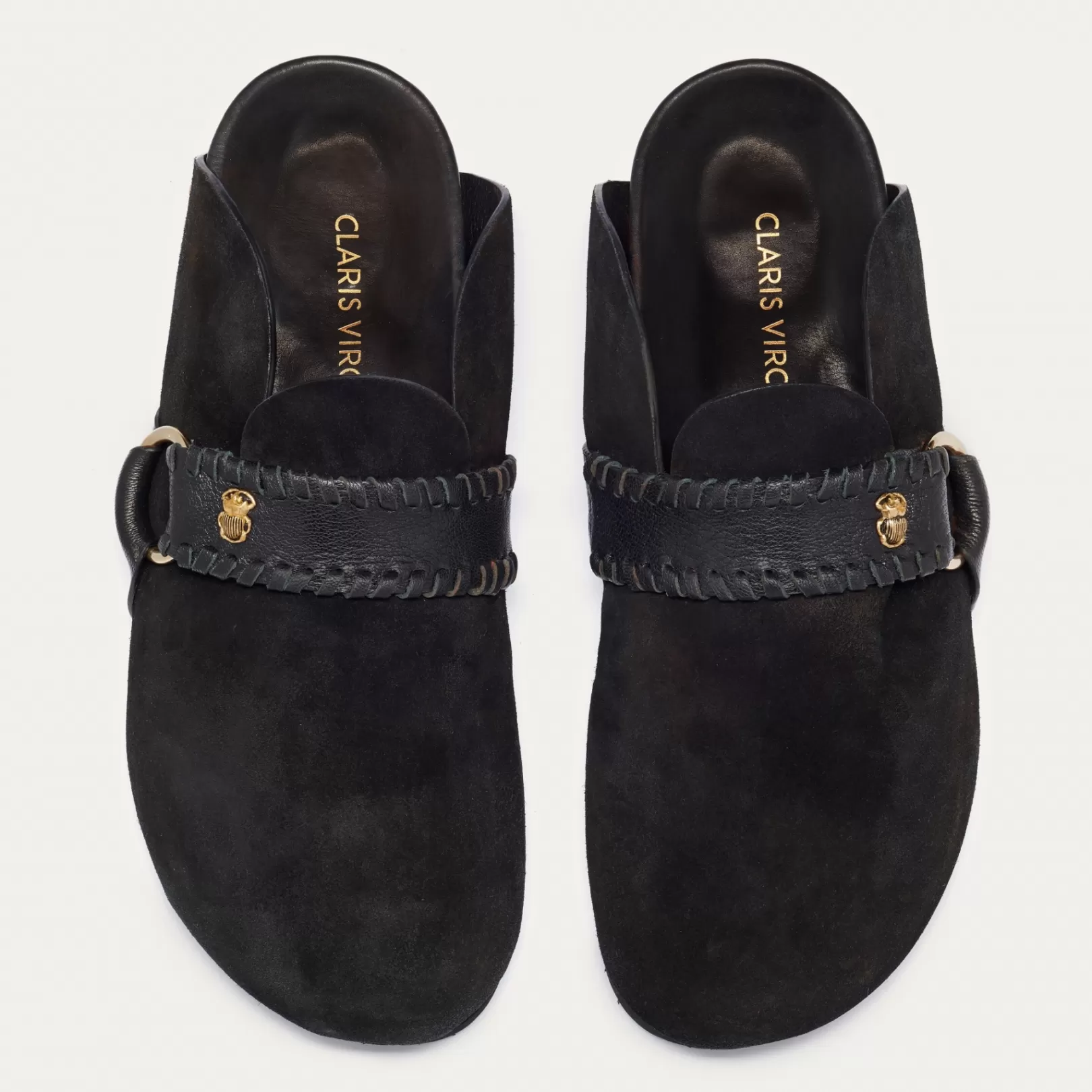 Claris Virot Mules-Georgette Mules Black Leather And Suede