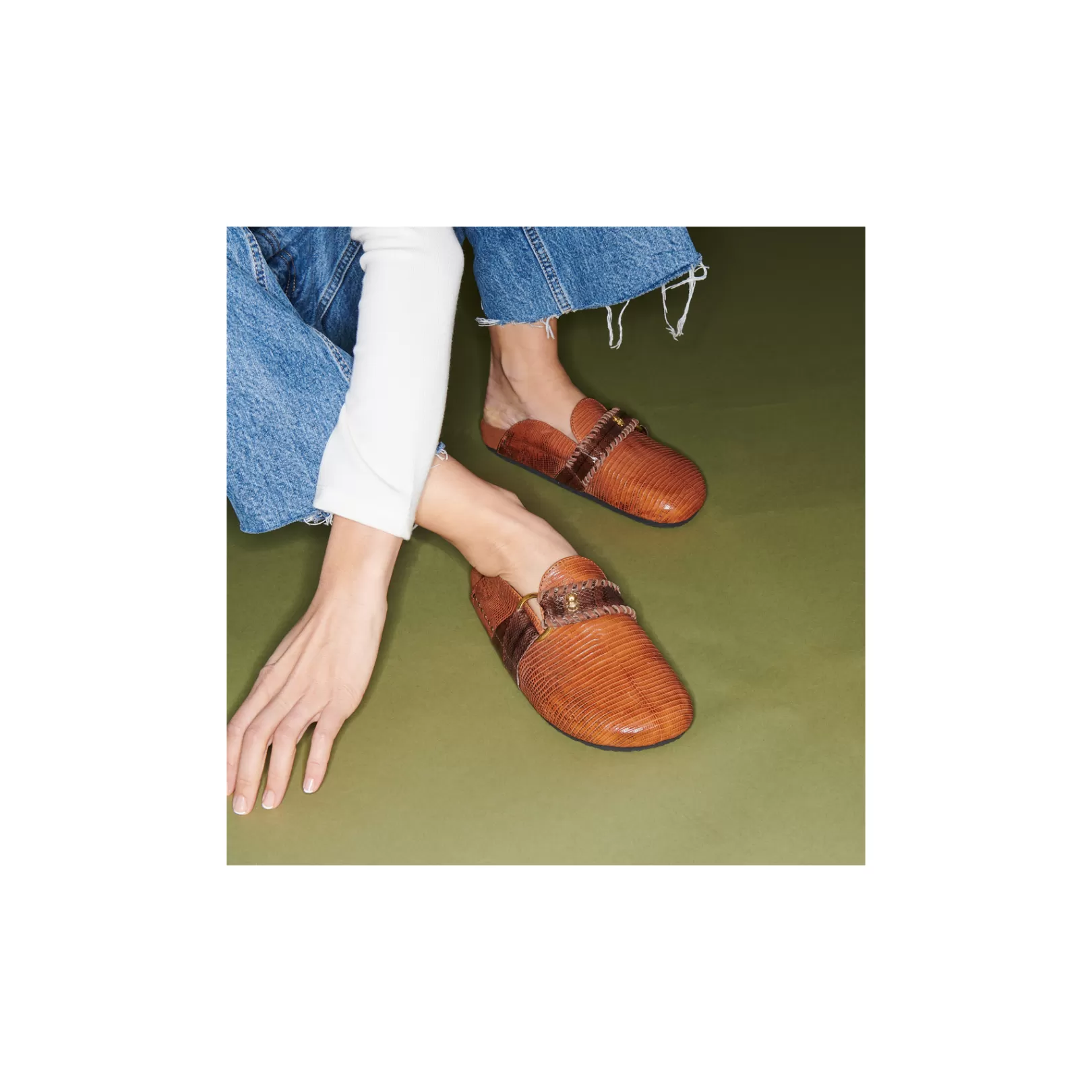 Claris Virot Mules-Georgette Mules Caramel Kocha Lizard