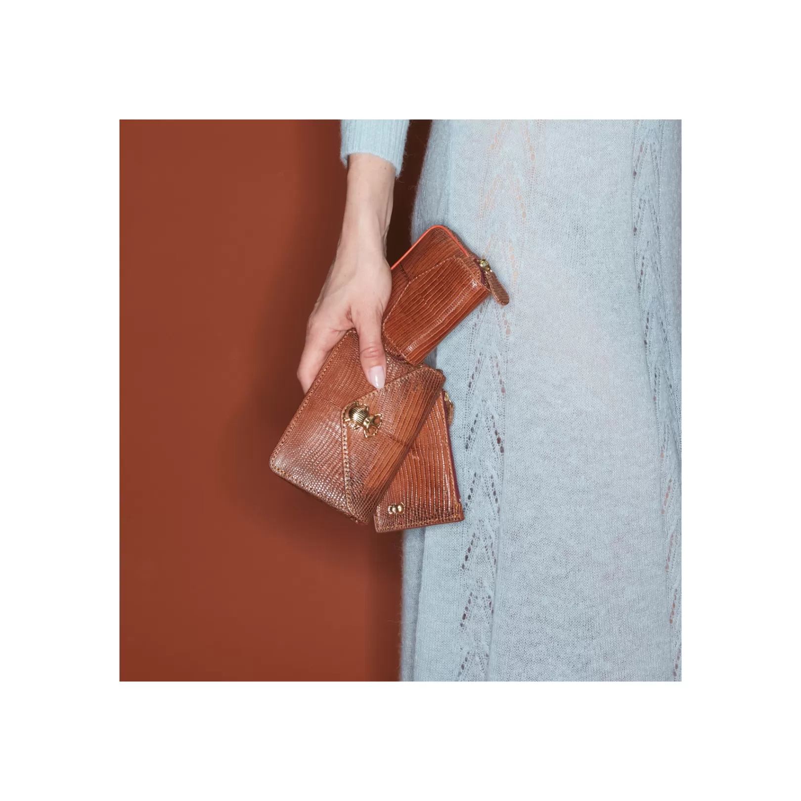 Claris Virot Bags-Helena Wallet Bark Lizard