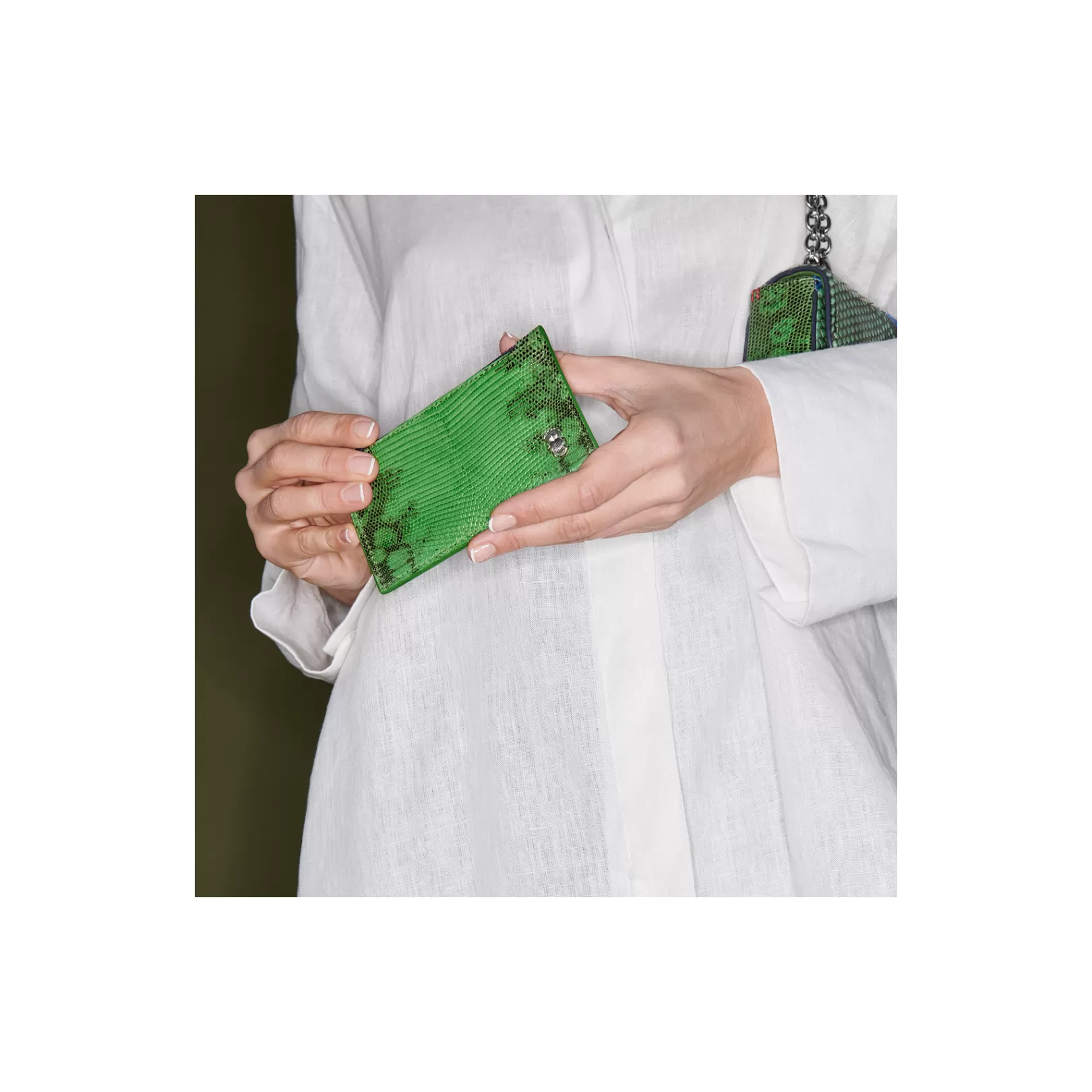 Claris Virot Bags-Helena Wallet Green Yuzu Lizard